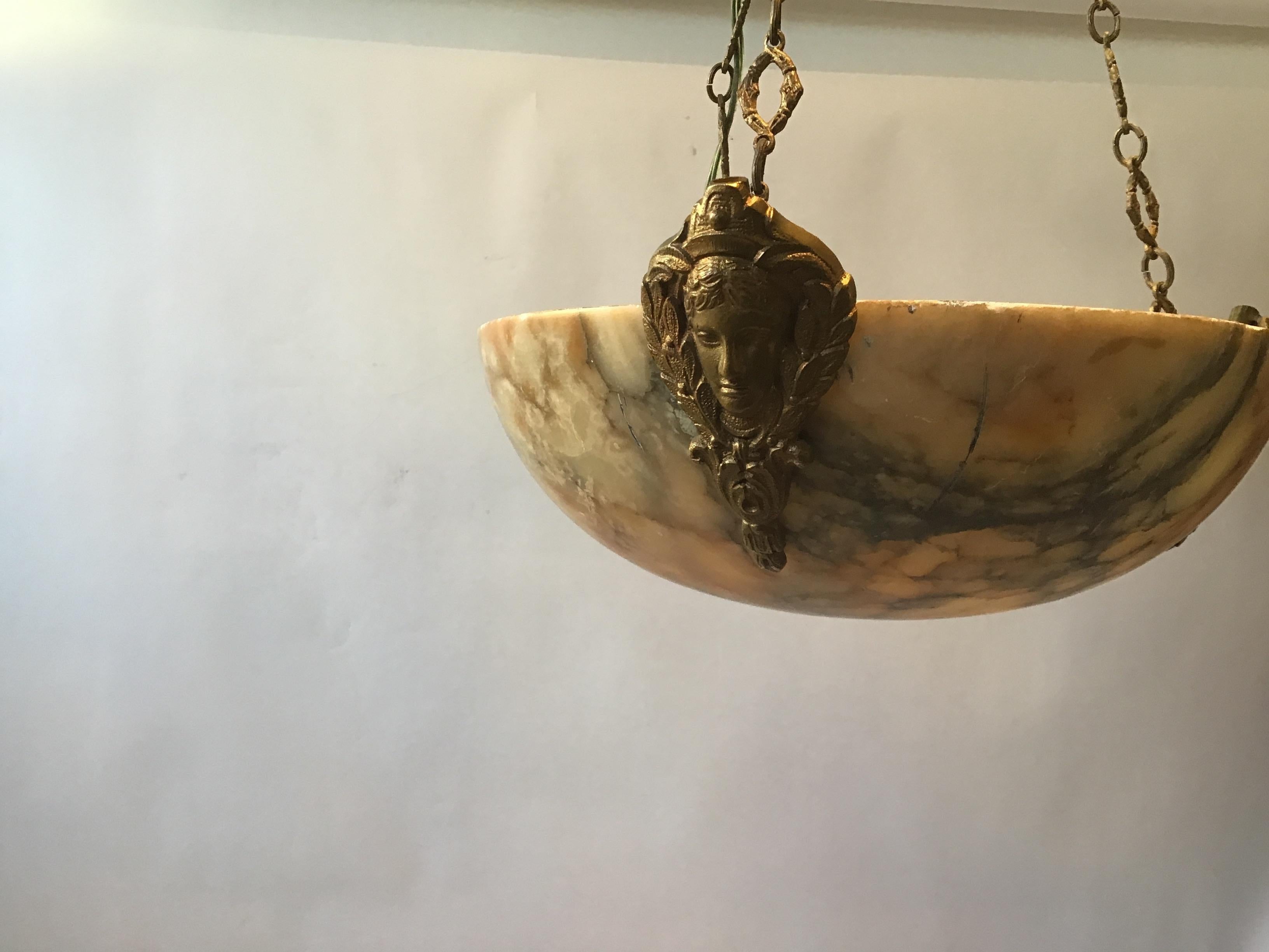 Early 20th Century 1920s French Classical Alabaster Fixture