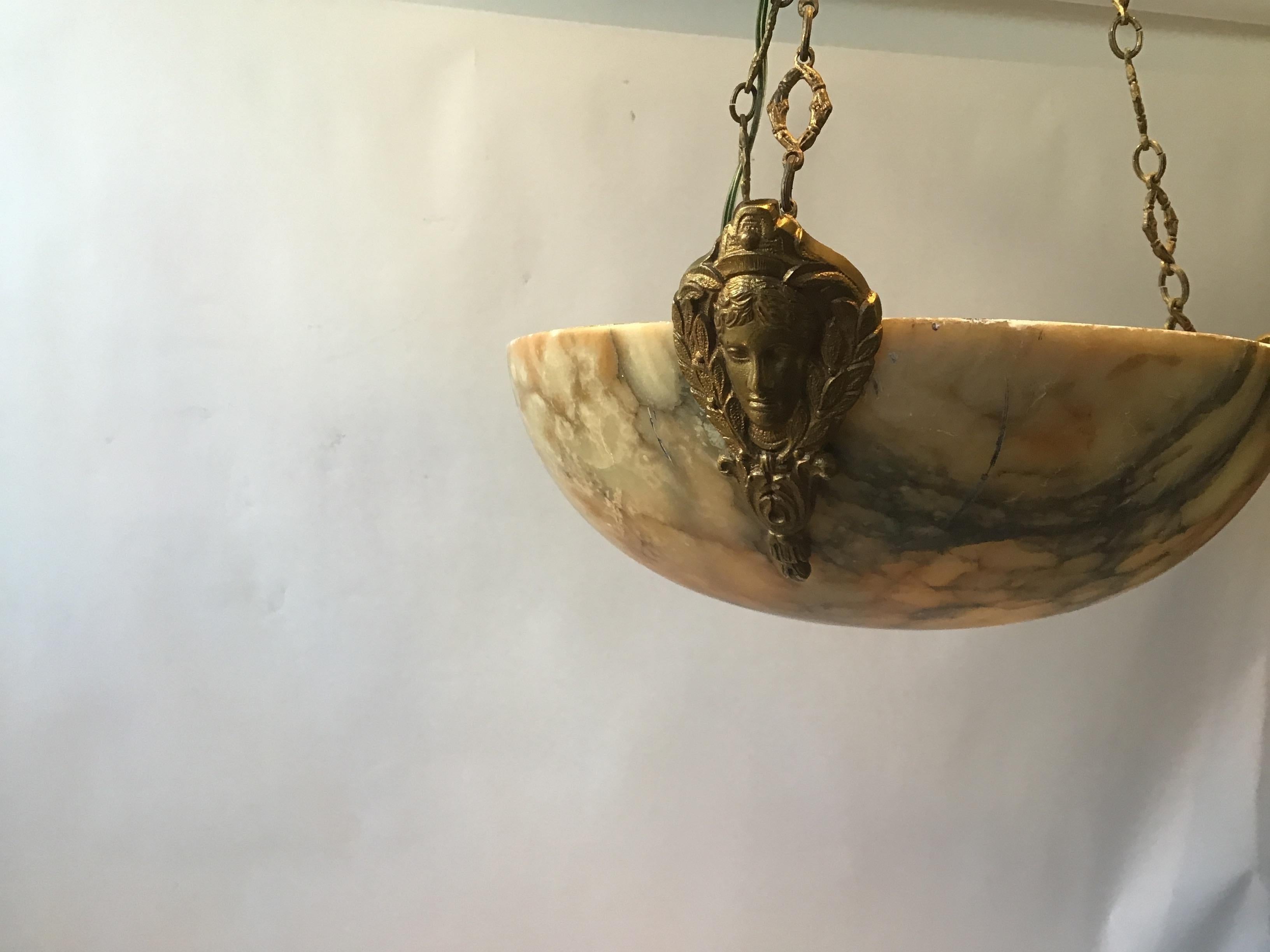 1920s French Classical Alabaster Fixture 1