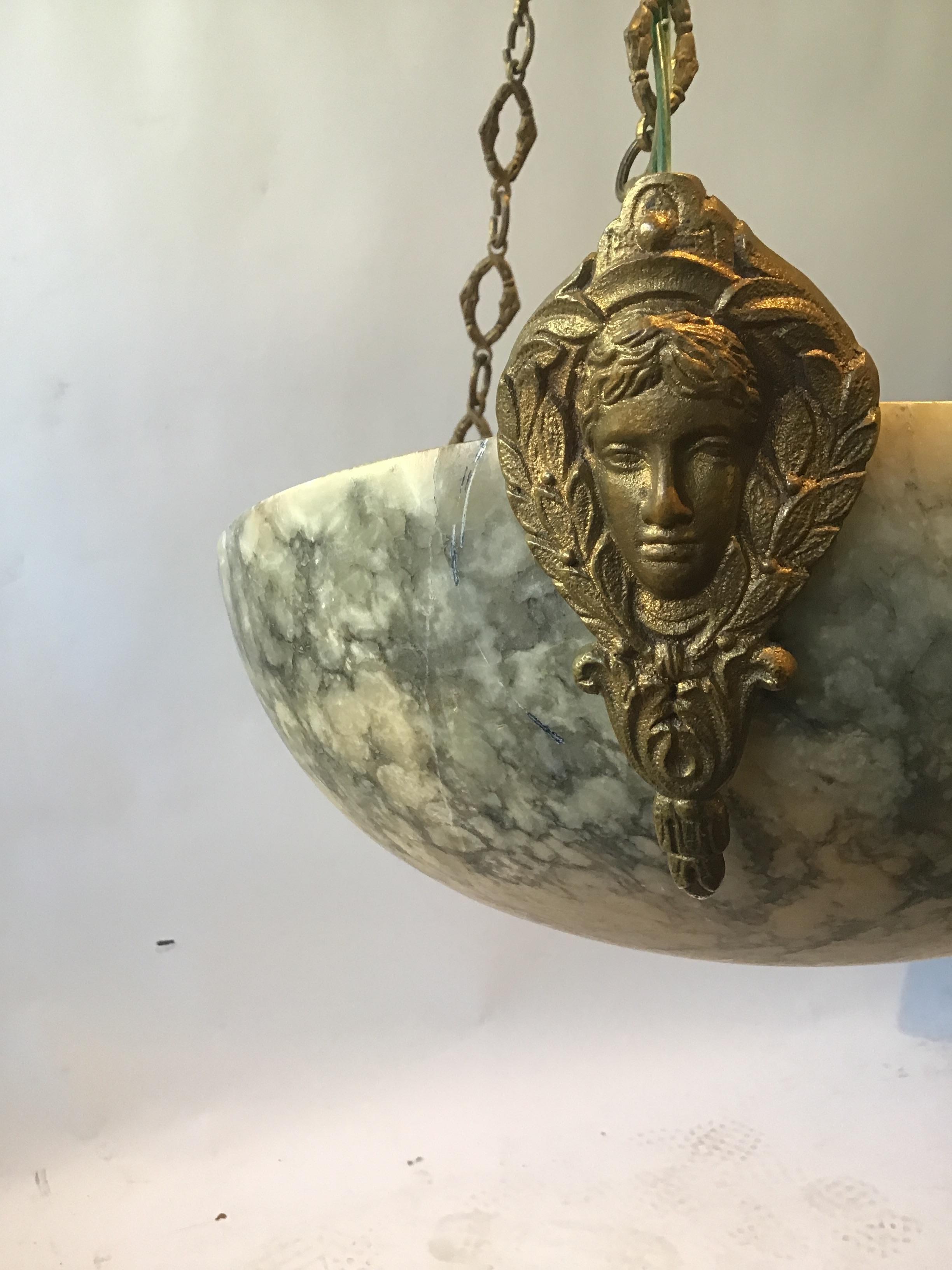 1920s French Classical Alabaster Fixture 2