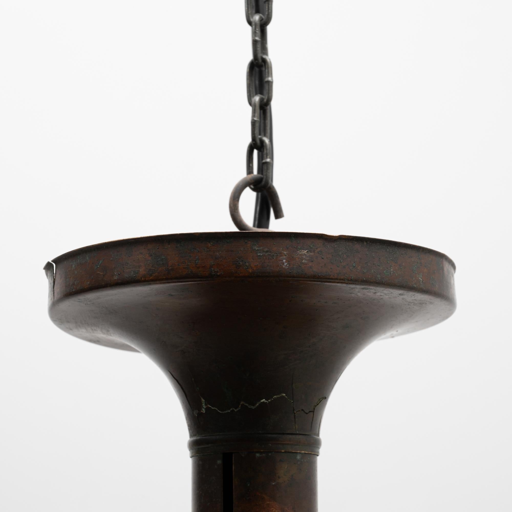 Lámpara colgante industrial francesa de cobre de los años 20 en venta 8