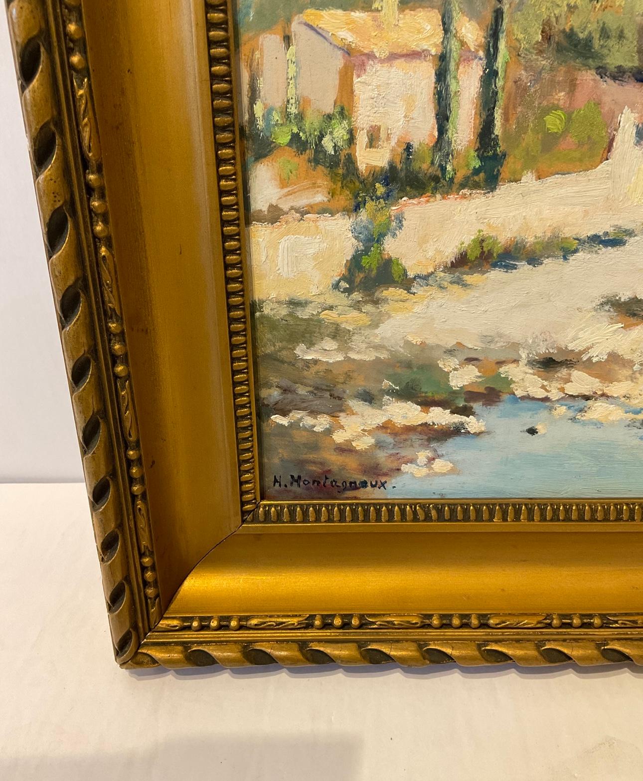 Early 20th Century 1920's French Countryside Oil Painting For Sale