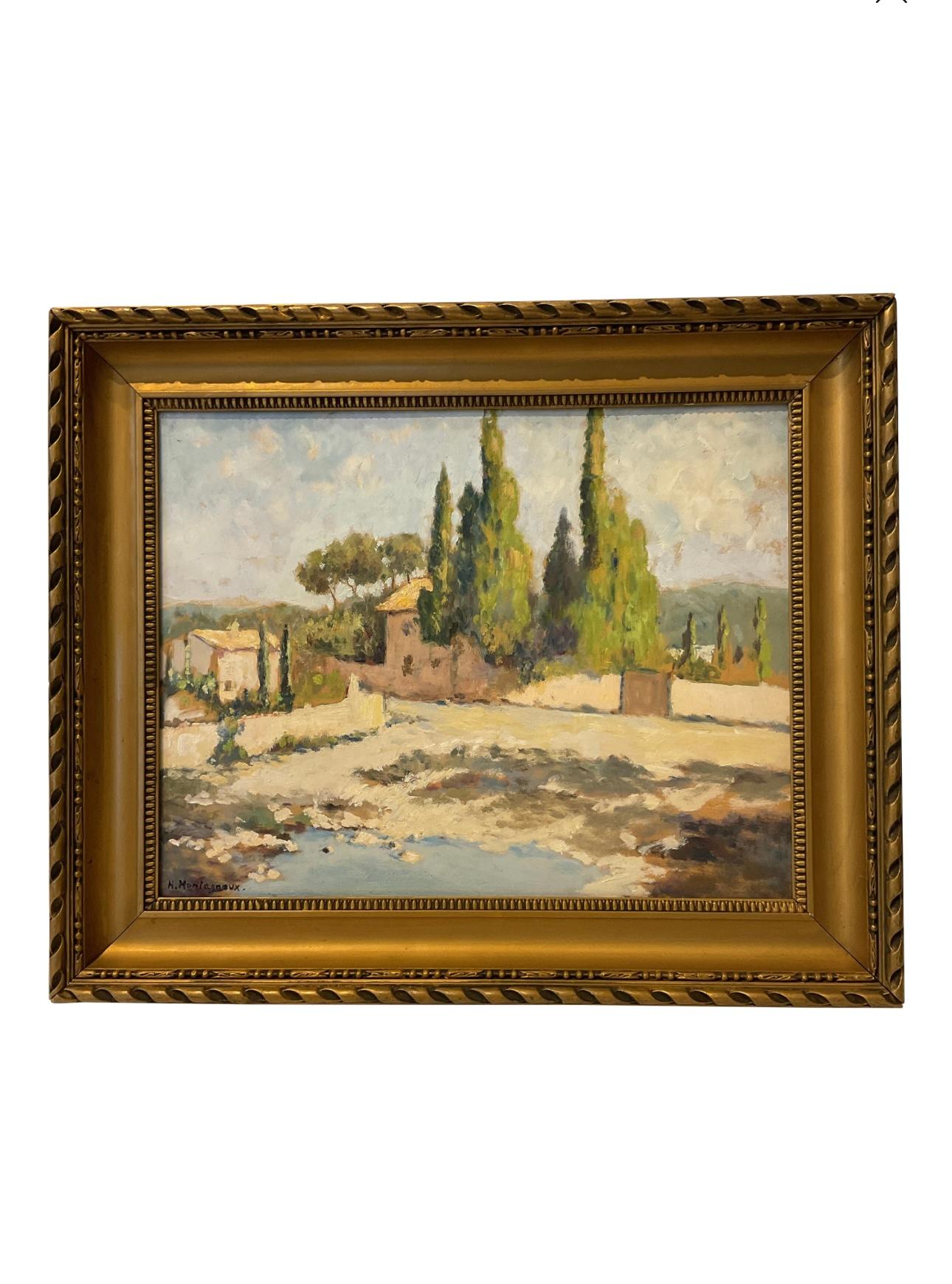1920's French Countryside Oil Painting For Sale 1