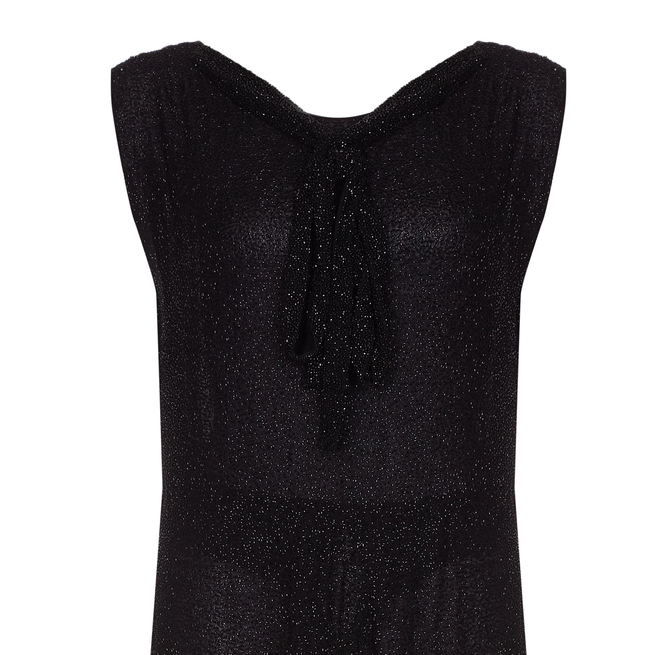 1920s French Couture Black All Over Beaded Flapper Dress In Excellent Condition In London, GB