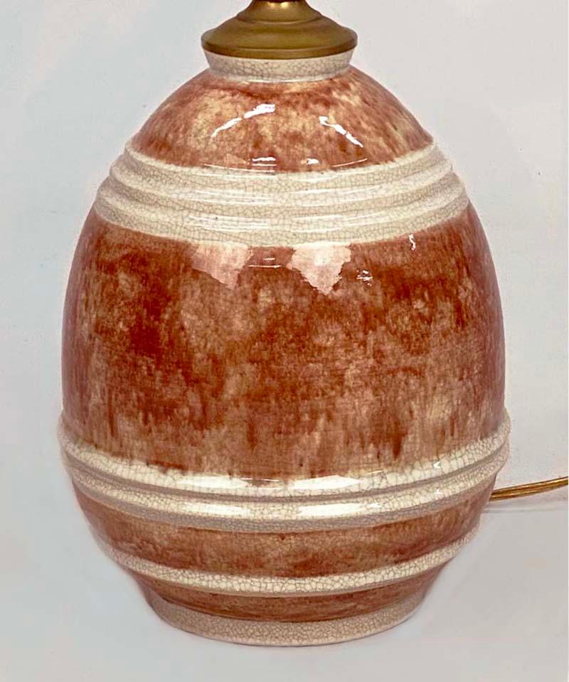 Art déco Lampe française Marcel Guillard des années 1920 à glaçure craquelée pour Etling Paris en vente