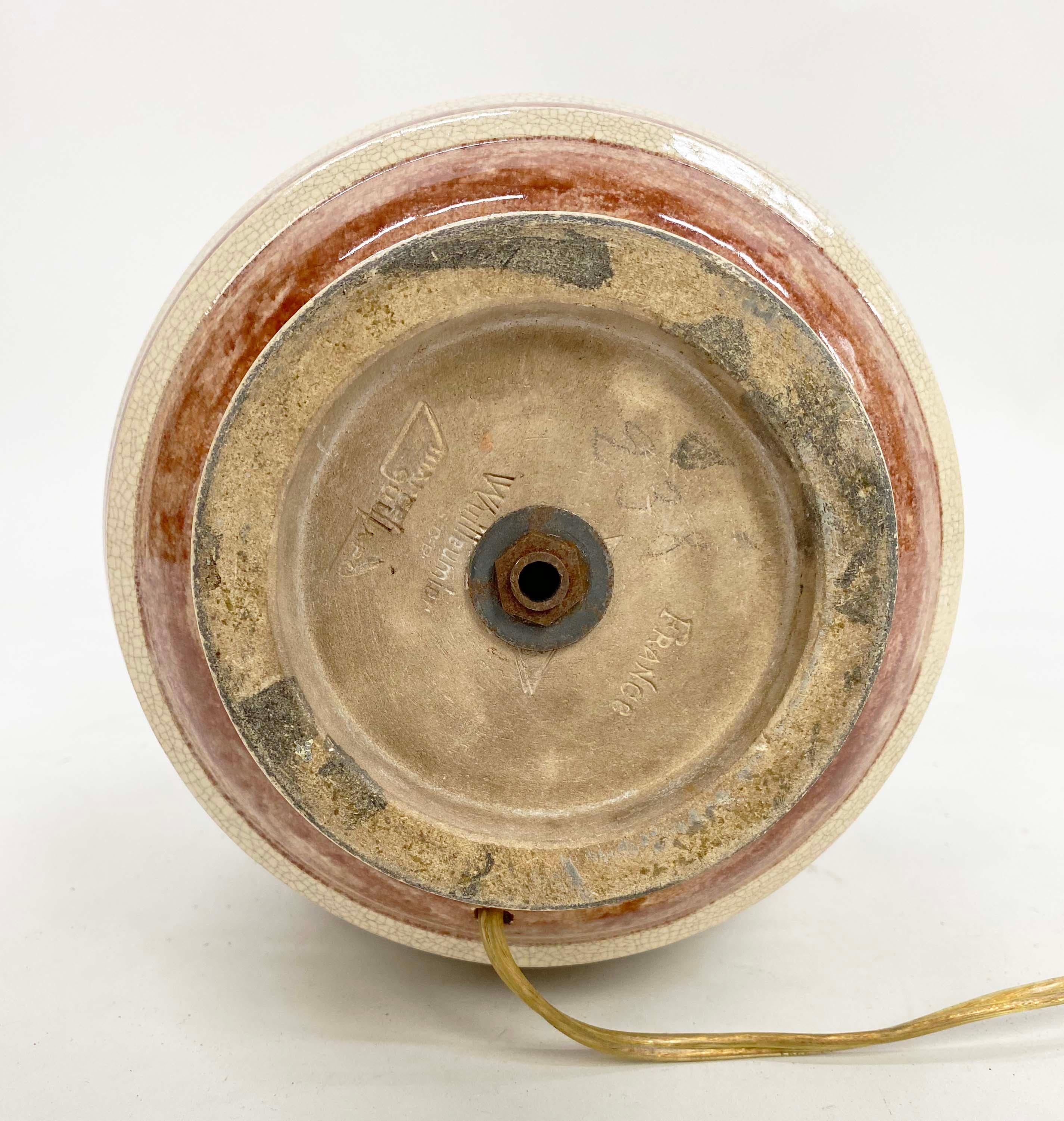 Lampe française Marcel Guillard des années 1920 à glaçure craquelée pour Etling Paris en vente 1