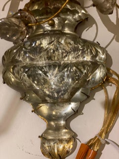 1920s French Crystal 5 Lights Sconces