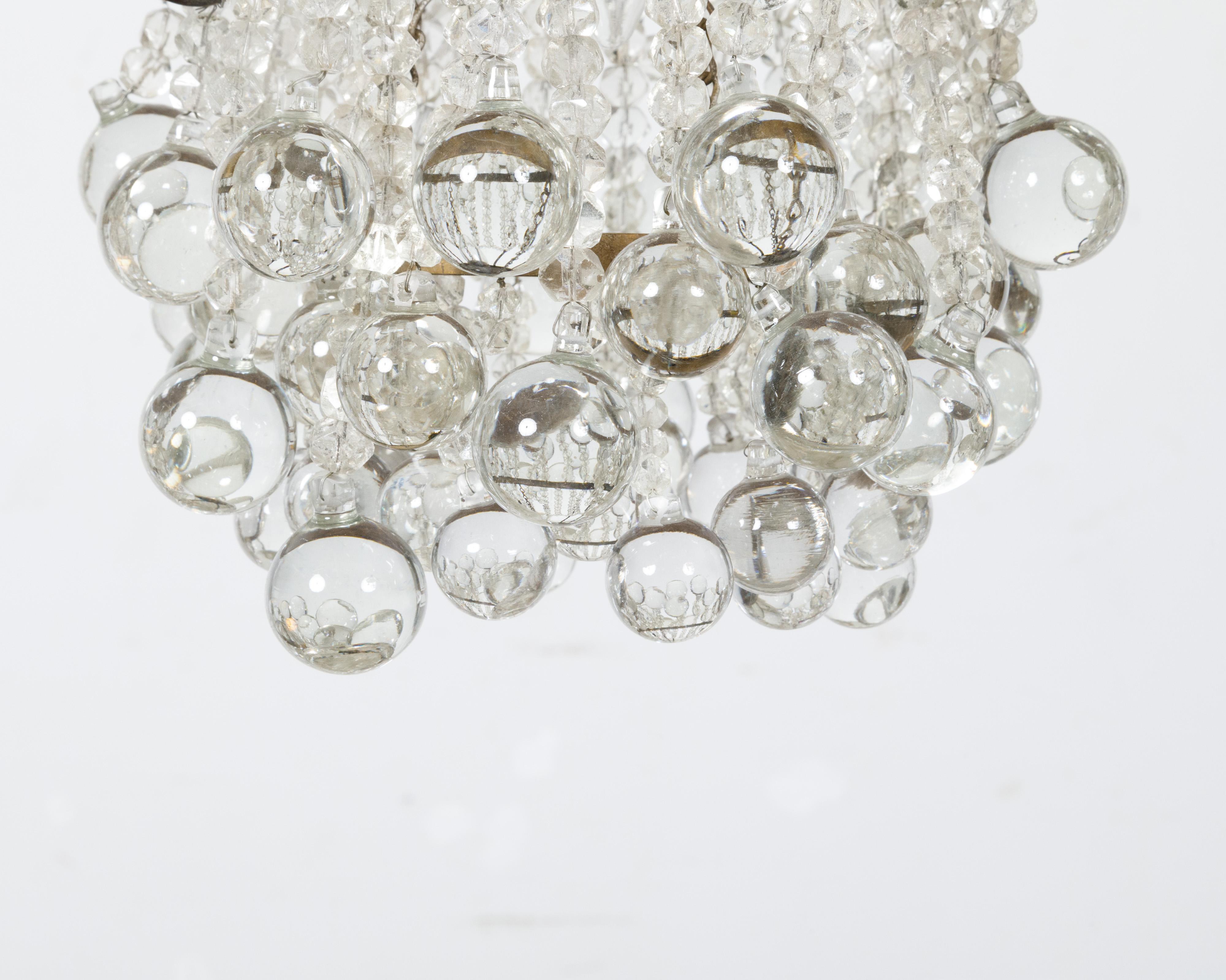 1920s French Crystal Chandelier with Cascading Effects and Scrolls, USA Wired For Sale 2