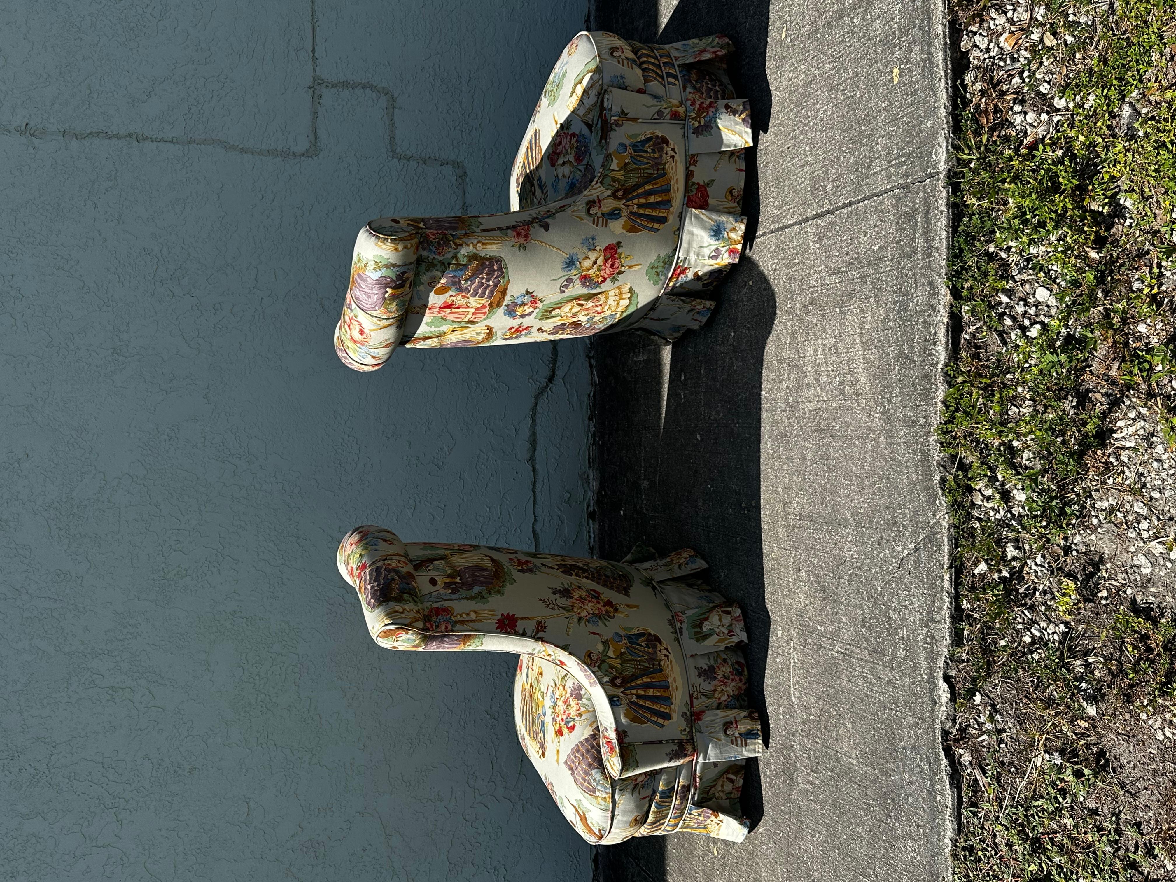 1920er Jahre Französisch geschwungene Slipper Stühle, Satz von 2 (Polster) im Angebot