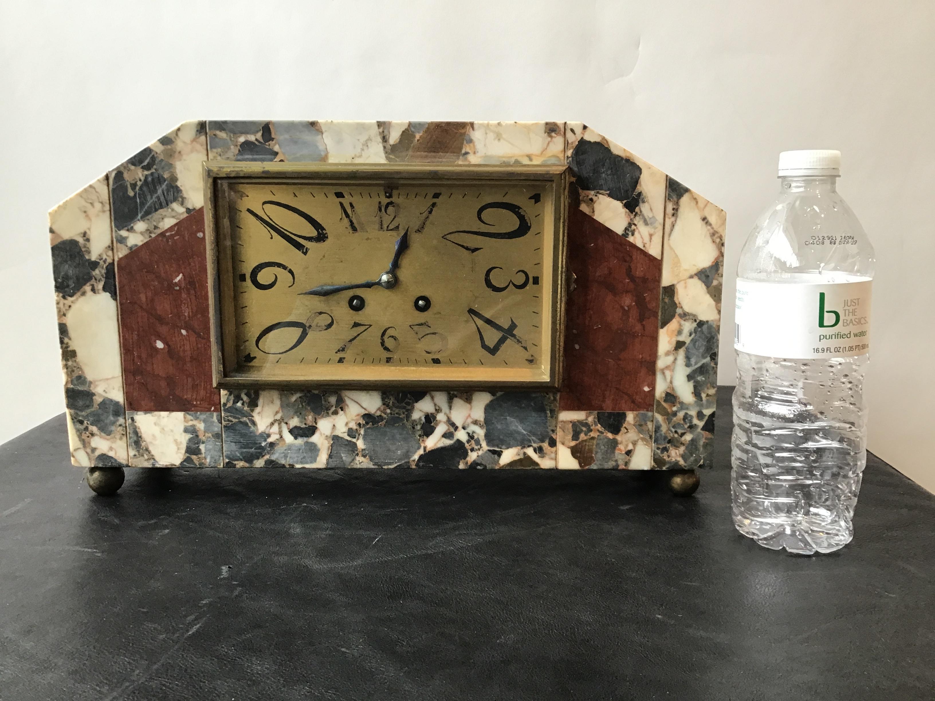 1920s French Deco marble mantle clock. I did not try to start this clock. I’m selling it as broken. It does not work.