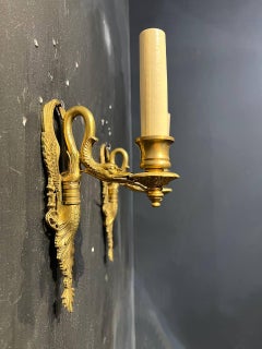 1920's French Empire Single Light Swan Sconces
