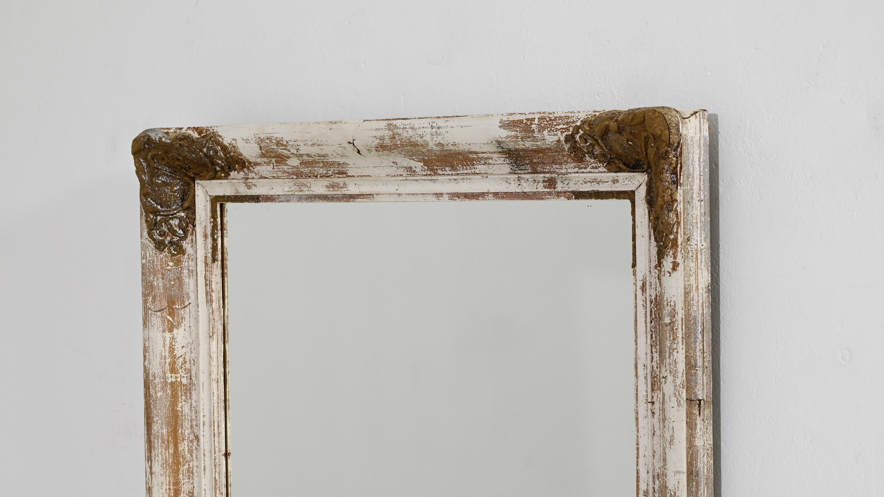 Early 20th Century 1920s French Gilded White Wall Mirror