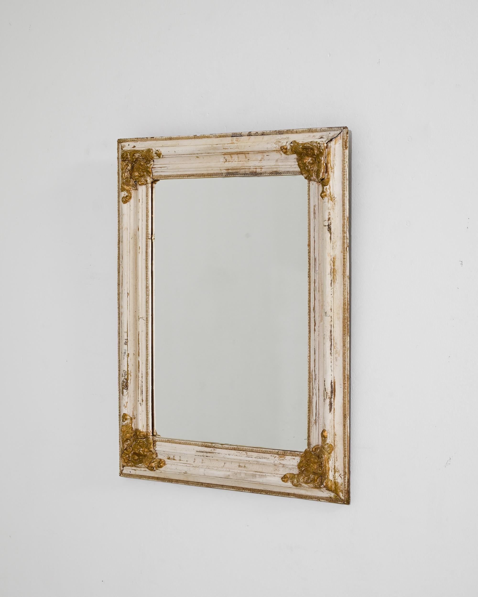 Early 20th Century 1920s French Gilded White Wall Mirror