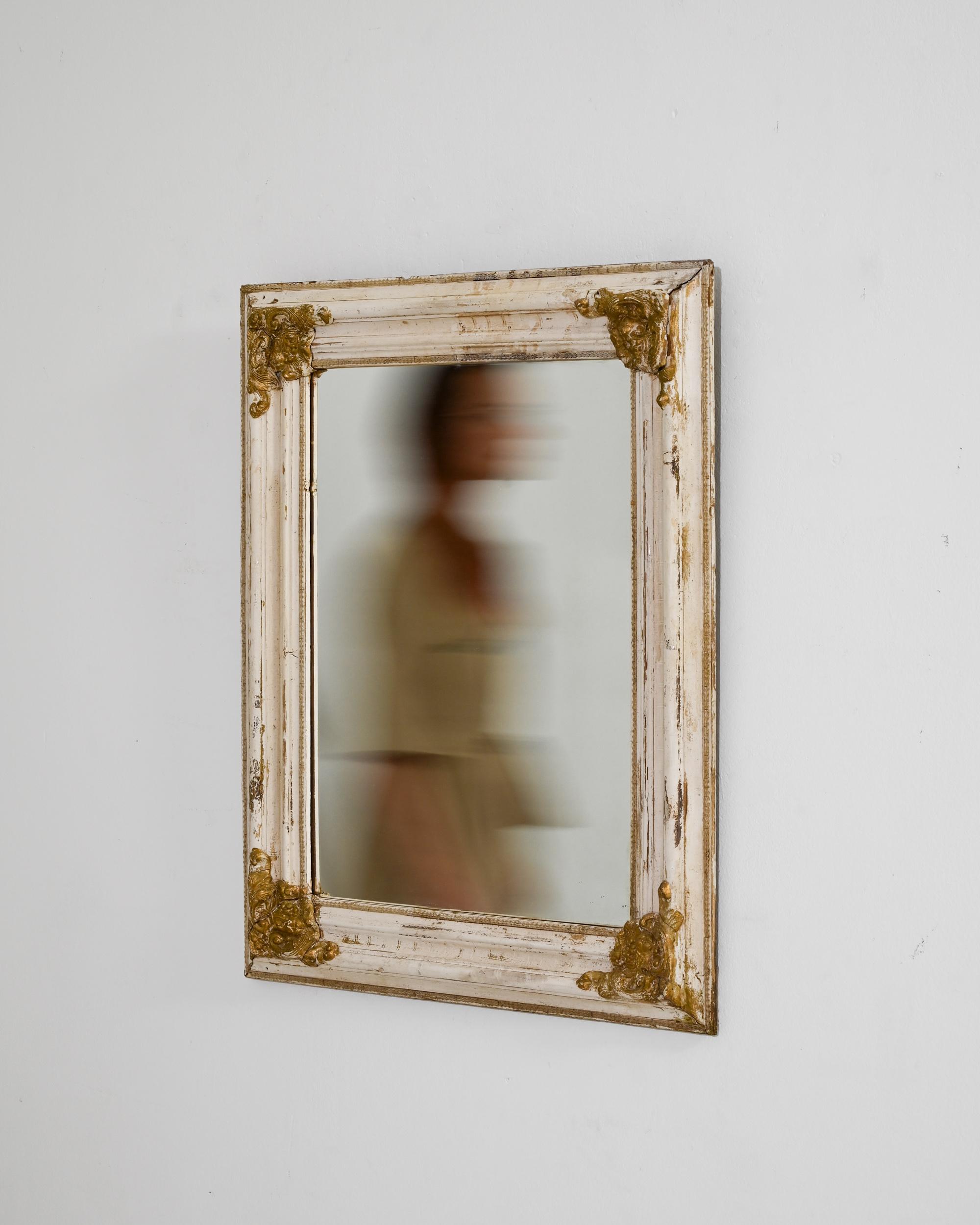 1920s French Gilded White Wall Mirror 1
