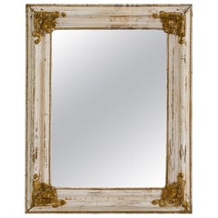 1920s French Gilded White Wall Mirror