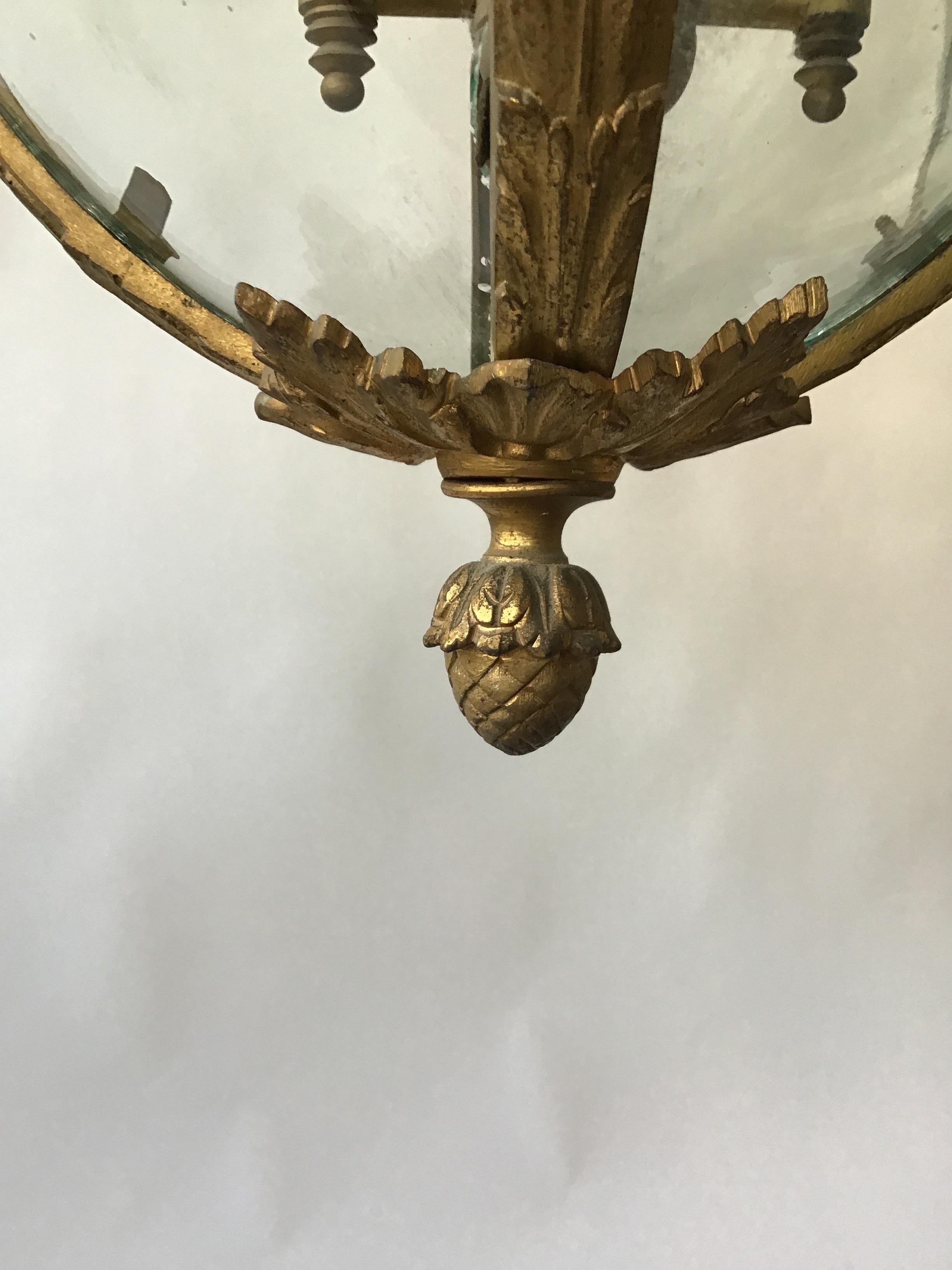 1920s French Gilt Bronze Rams Head Lantern 14