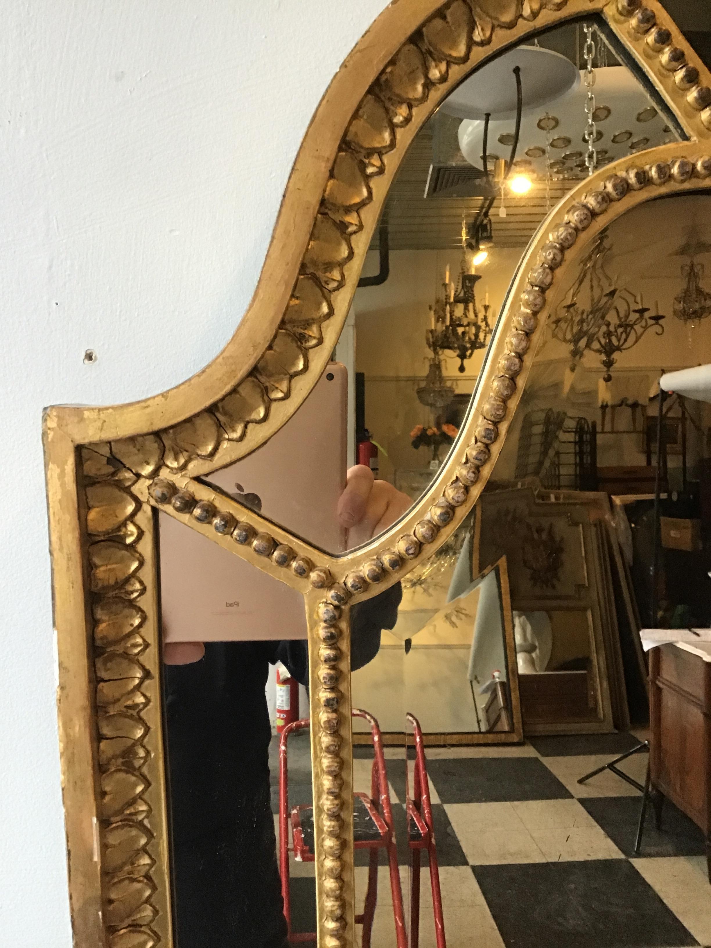 1920s French Giltwood Beveled Mirror In Good Condition In Tarrytown, NY