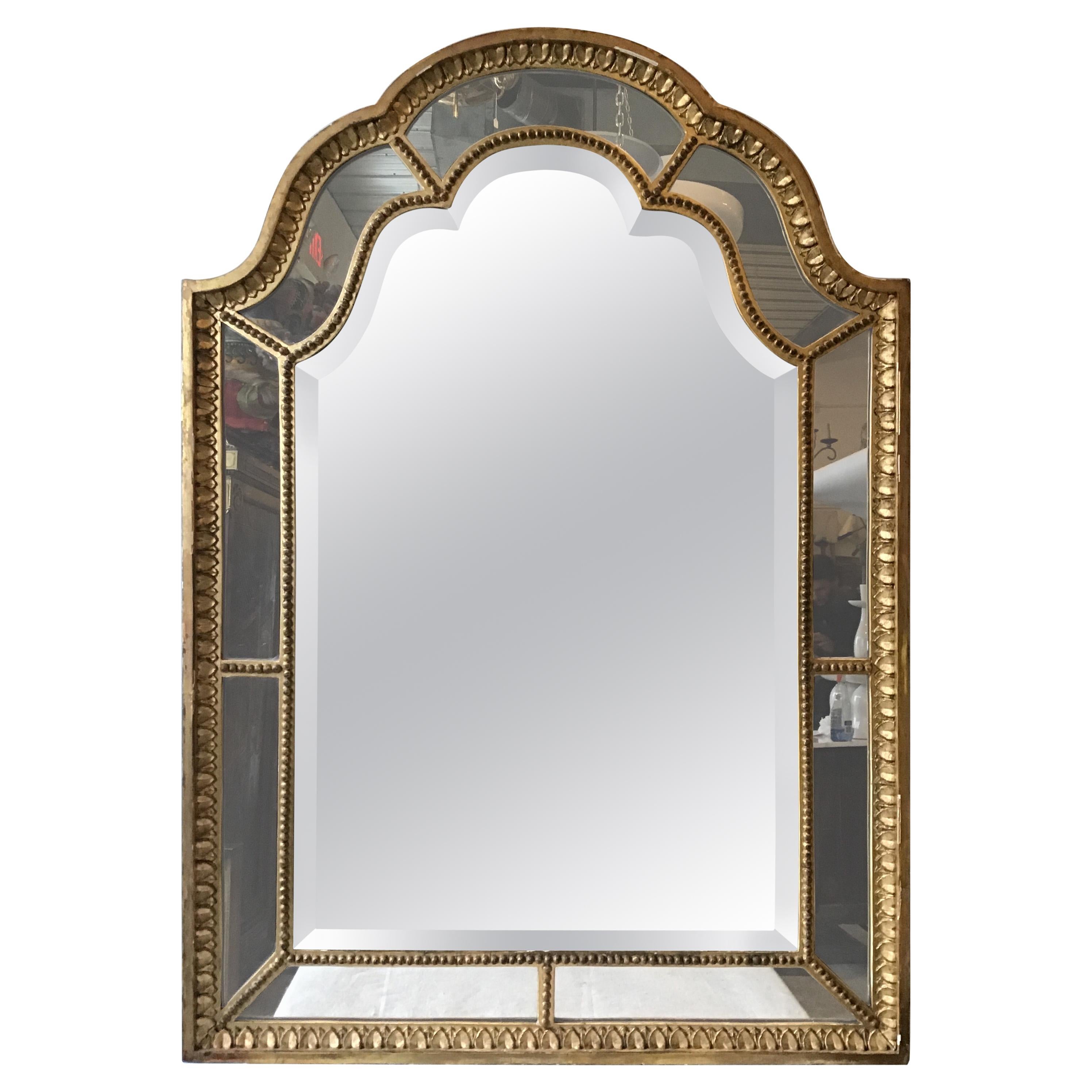 1920s French Giltwood Beveled Mirror