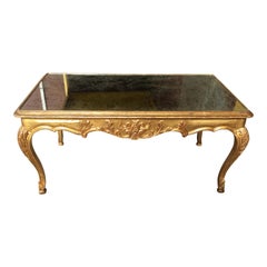 1920s French Giltwood and Antiqued Mirror Coffee Table