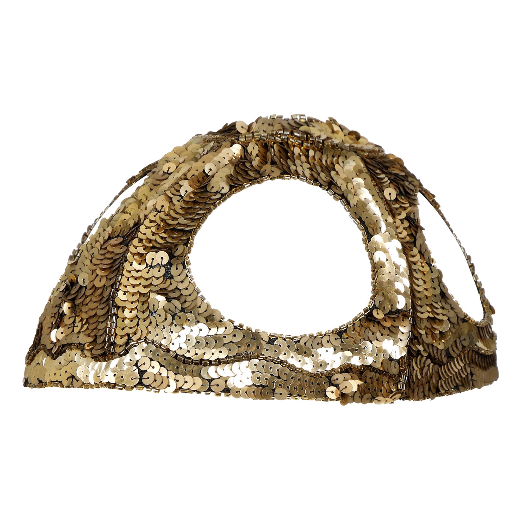1920s French Gold Sequined Skull Cap