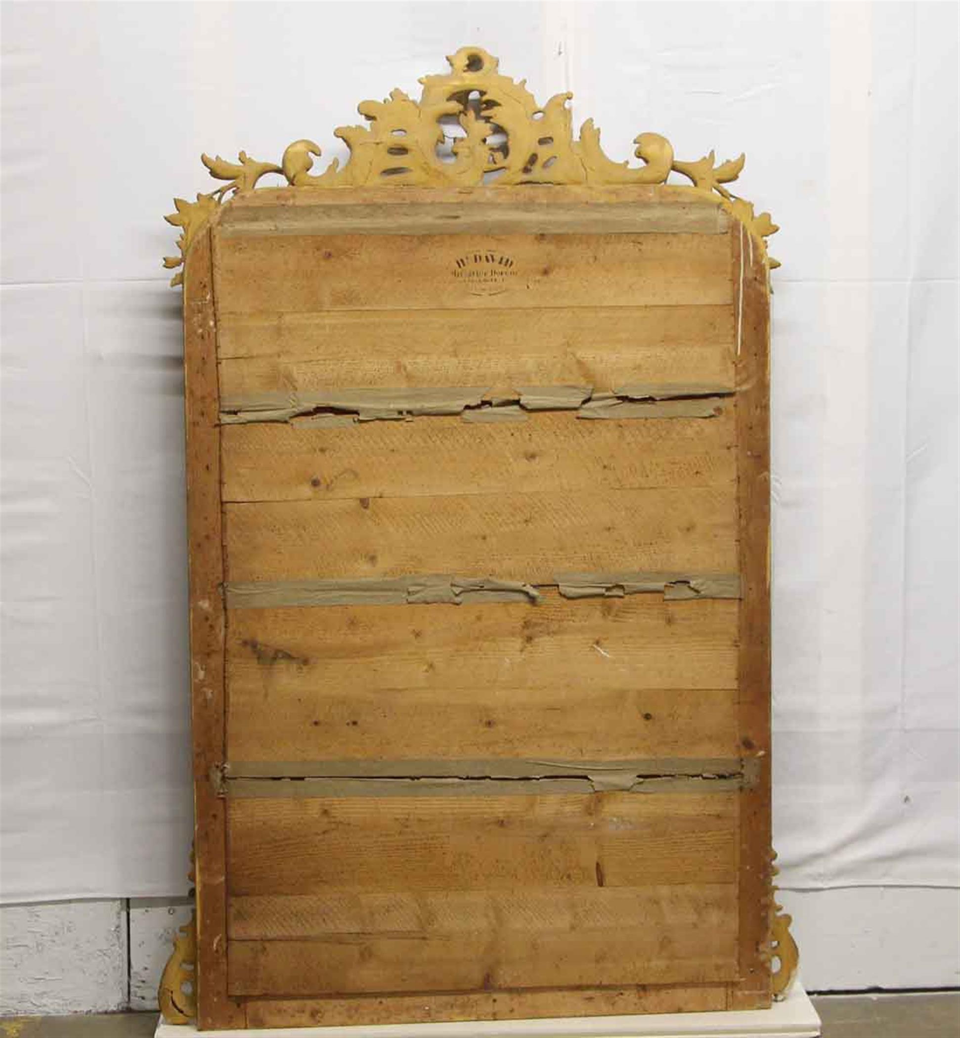 1920s French Hand Carved and Gesso Gilded Over Mantel Mirror with Floral Details 5