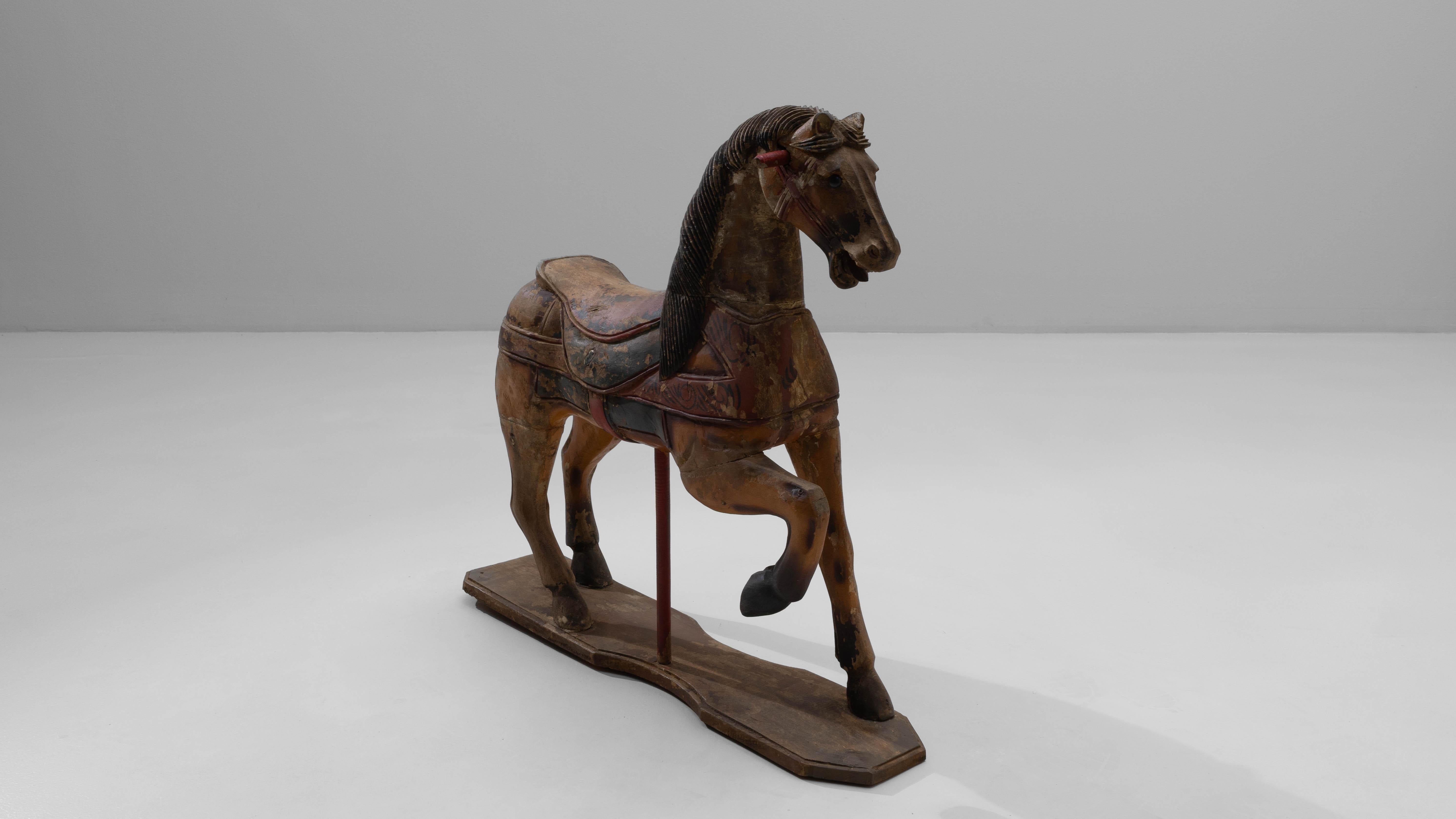 1920s French Hand-Carved Wooden Carousel Horse in vendita 3