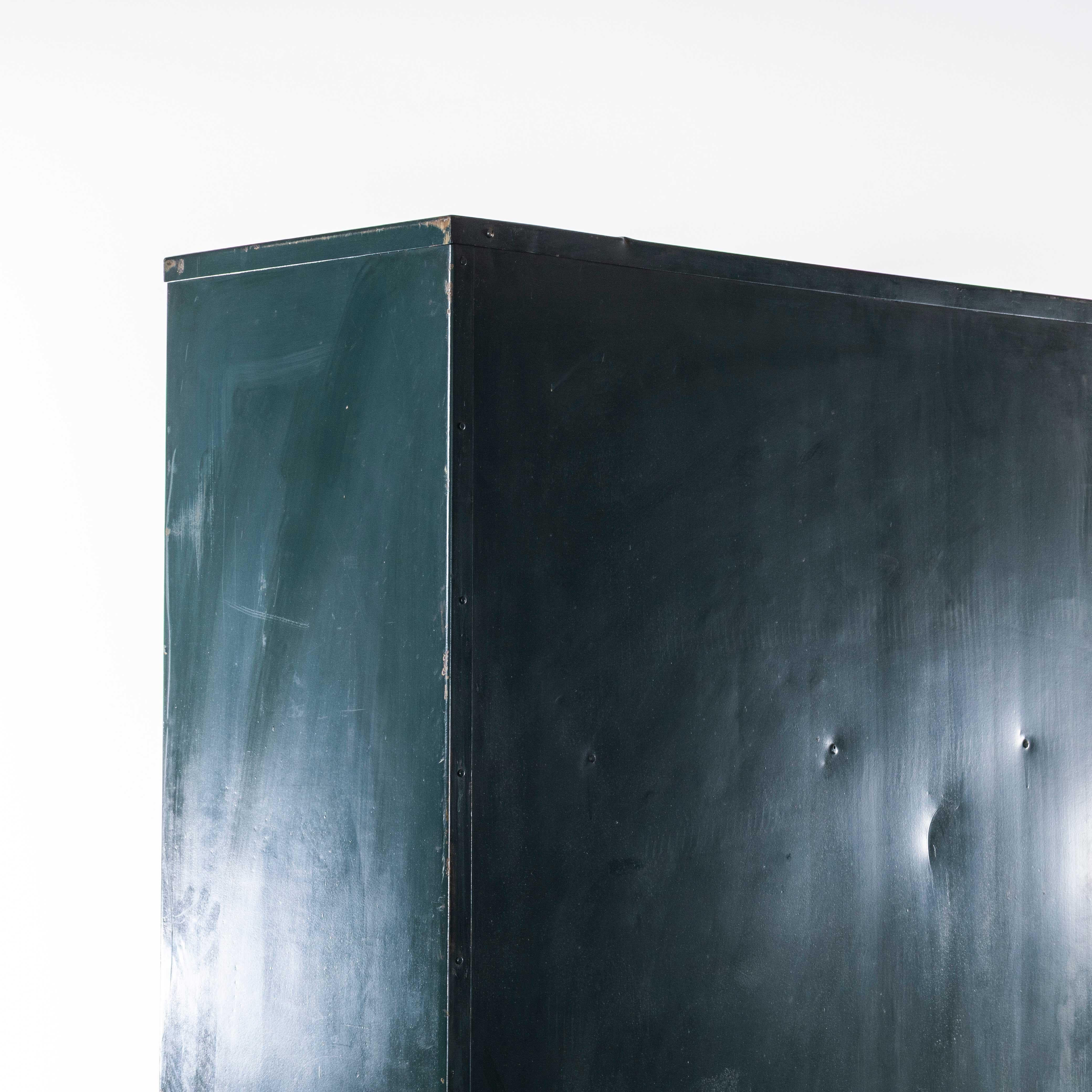 1920's French Industrial Metal Cabinet Dark Green - Twenty Seven Klappets For Sale 11
