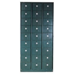 Antique 1920's French Industrial Metal Cabinet Dark Green - Twenty Seven Klappets