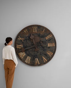 1920s French Industrial Metal Wall Clock Face