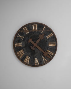 1920s French Industrial Metal Wall Clock Face