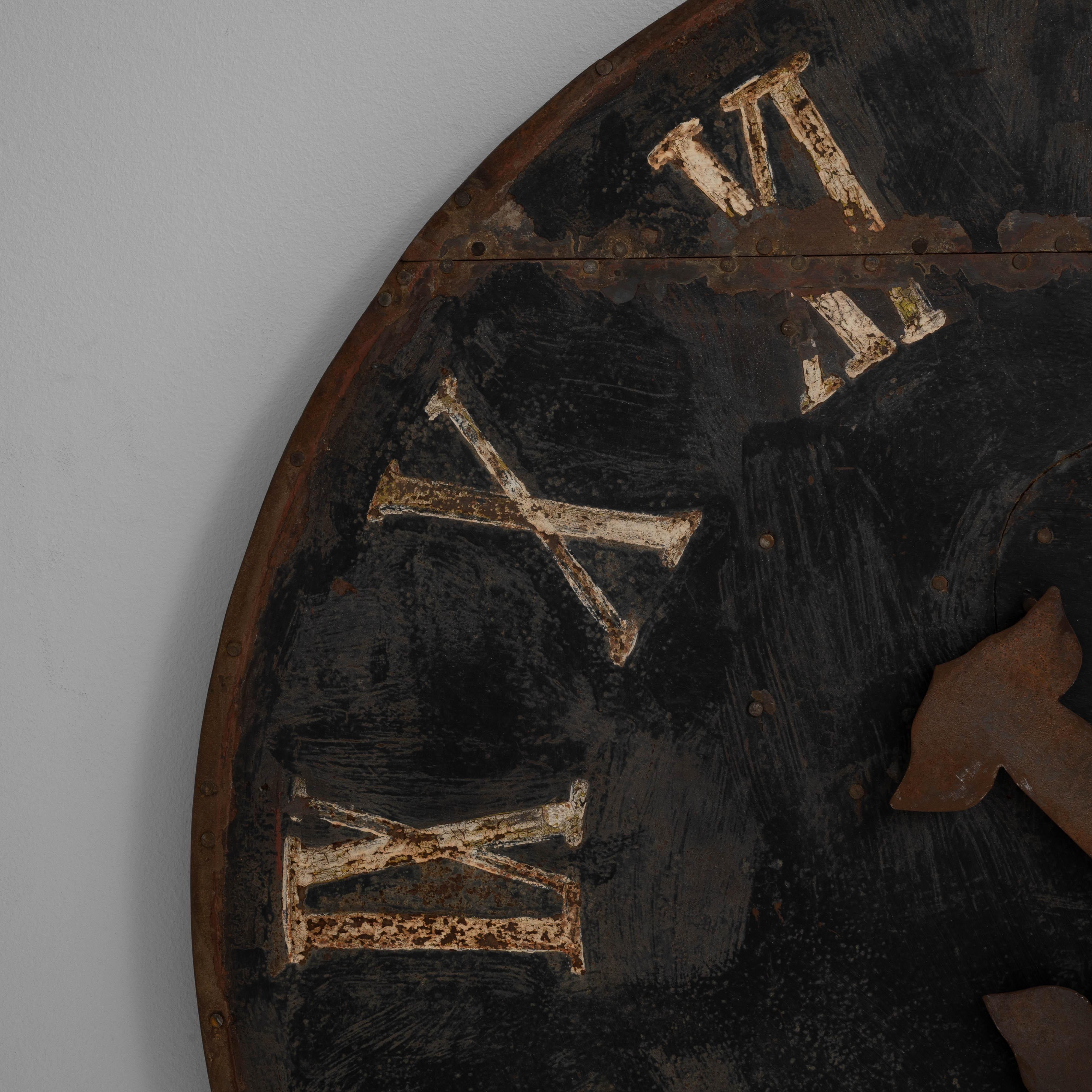 1920er Jahre Französisch Industrie Metall Wanduhr Gesicht im Angebot 2