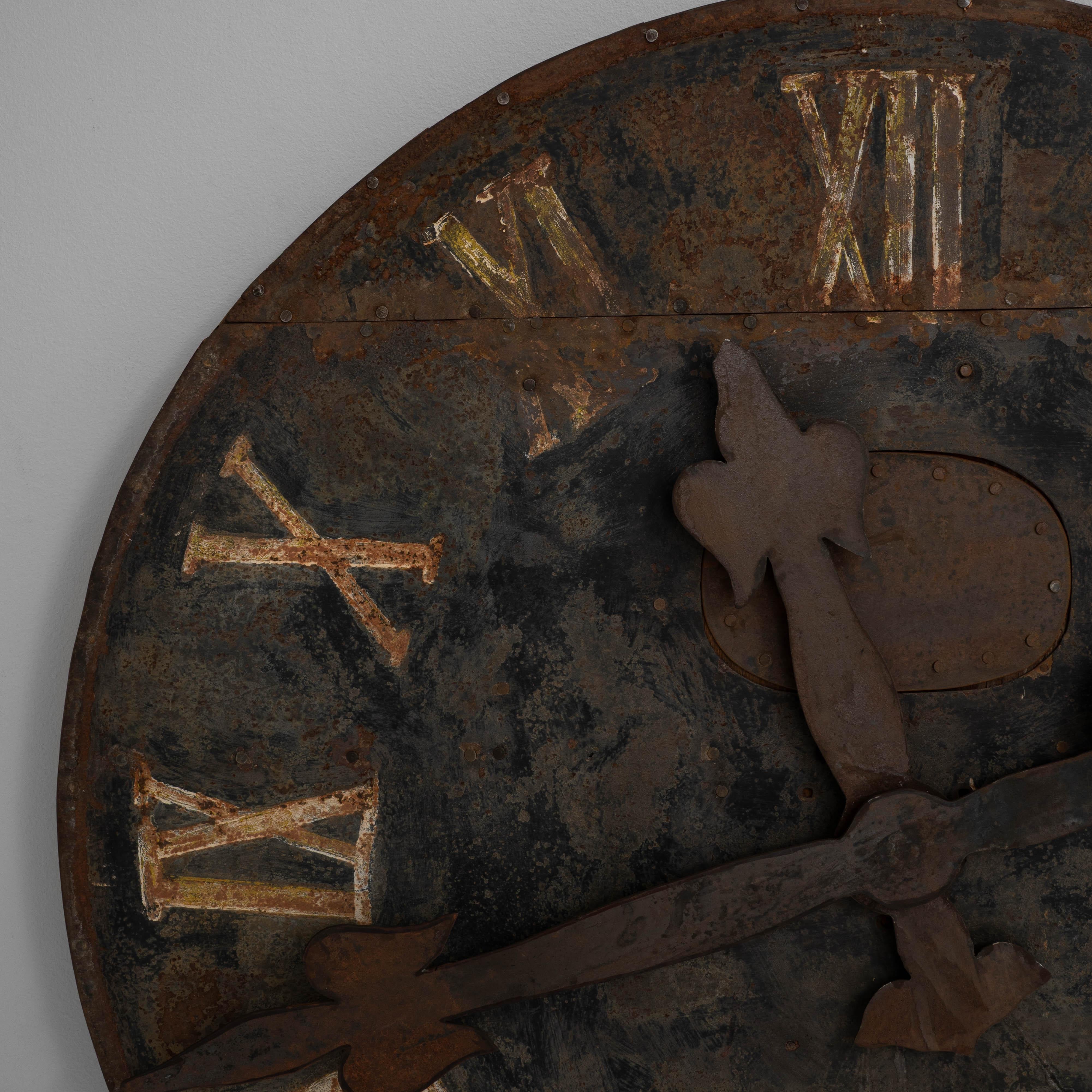 1920er Jahre Französisch Industrie Metall Wanduhr Gesicht im Angebot 3
