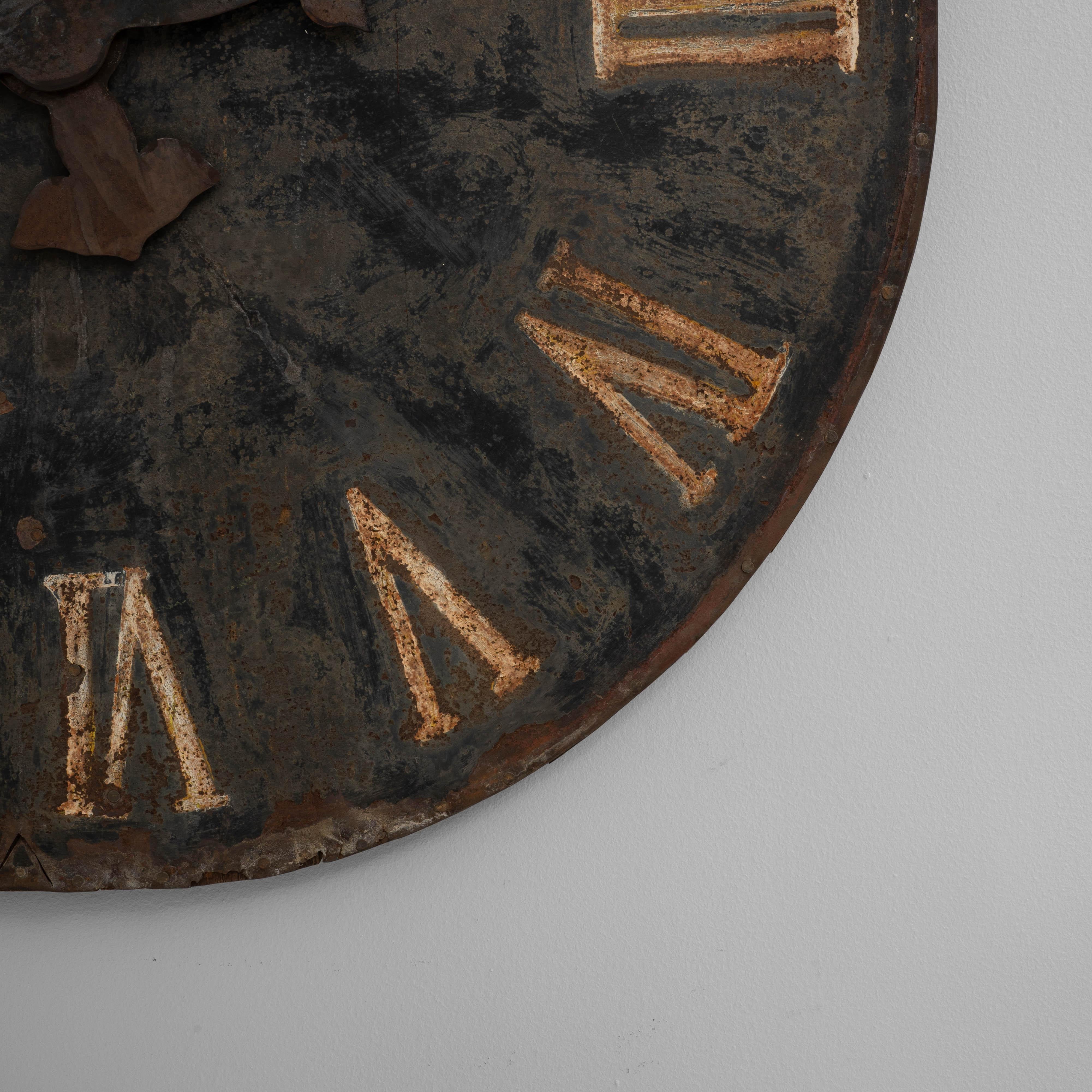 1920er Jahre Französisch Industrie Metall Wanduhr Gesicht im Angebot 4