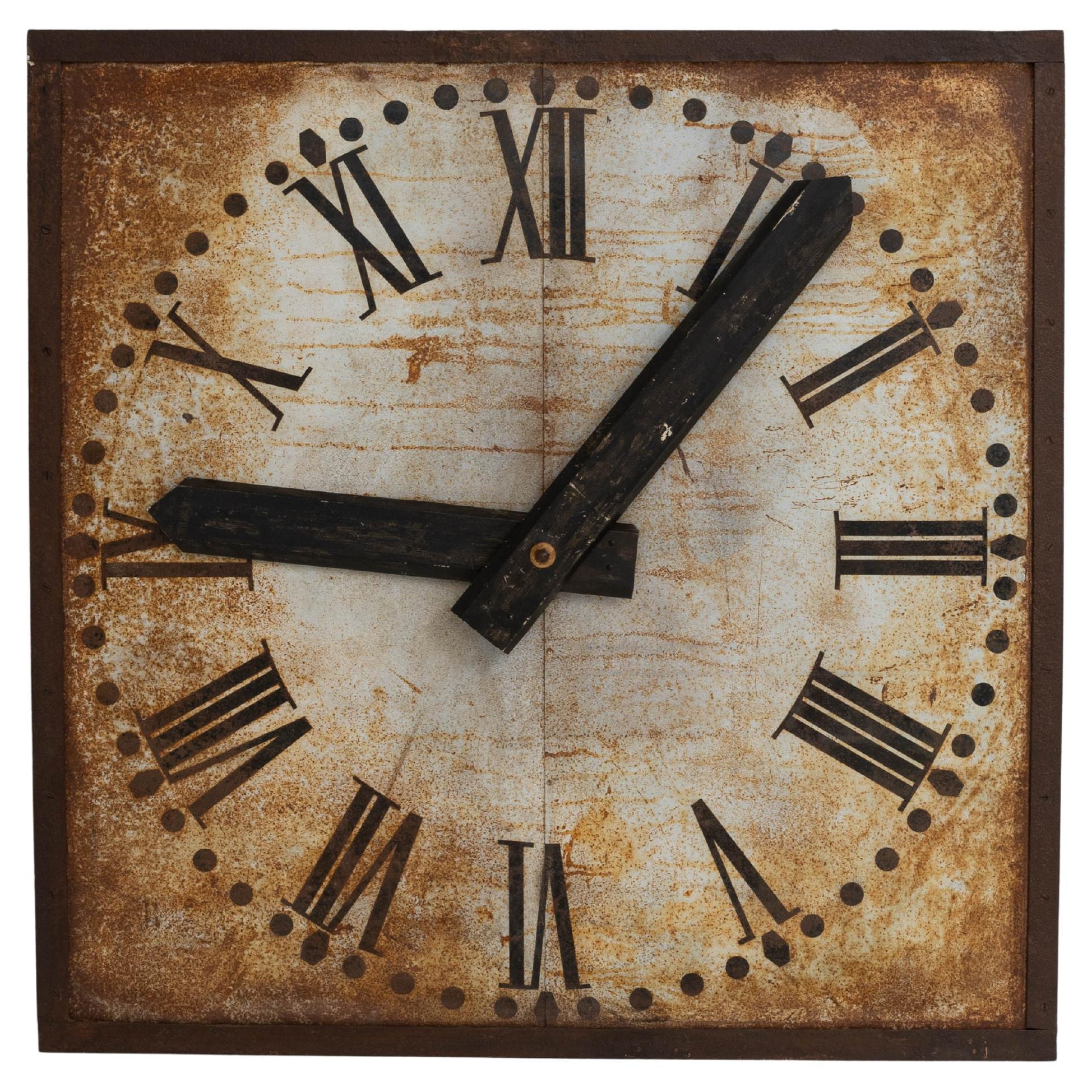 1920s French Industrial Metal Wall Clock Face