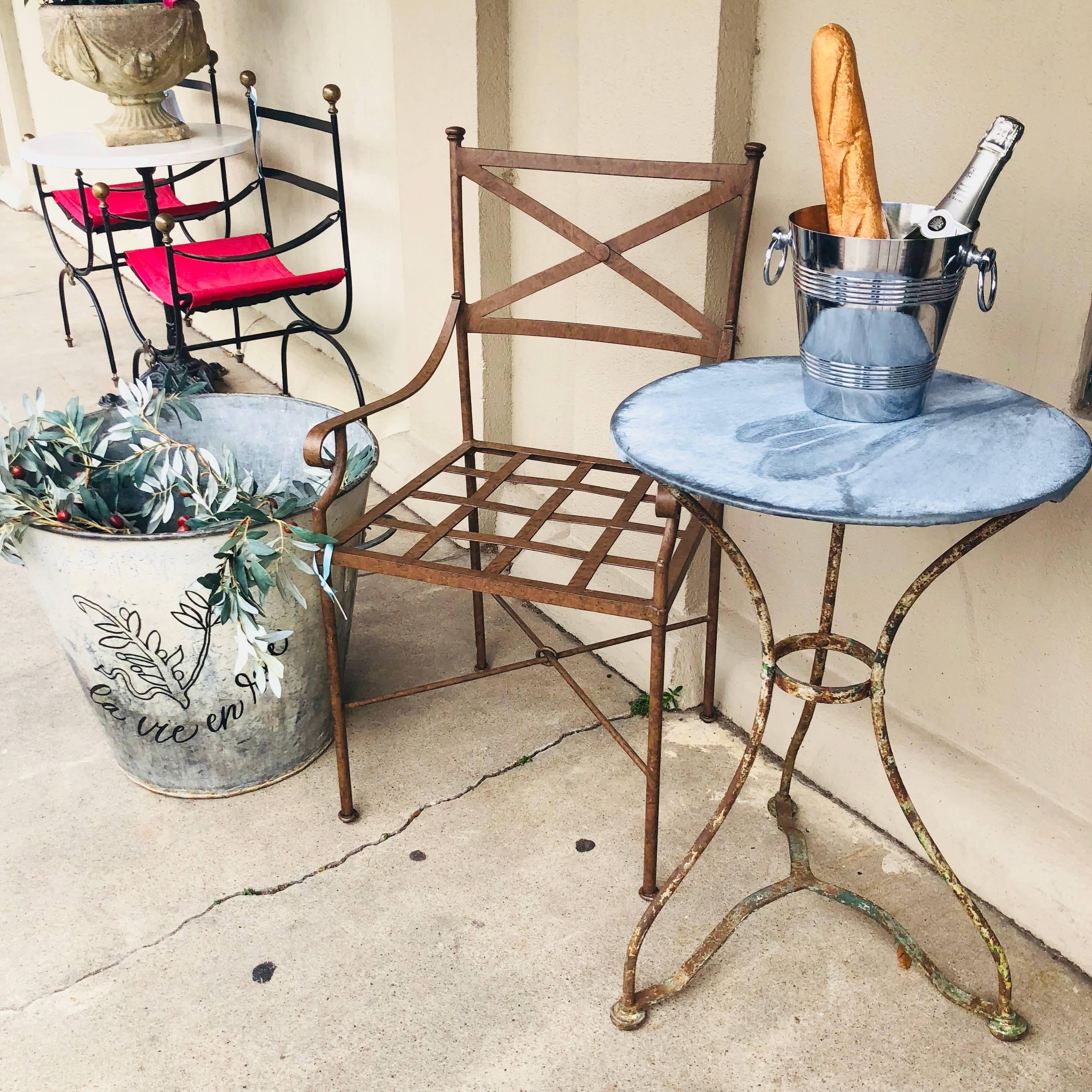 1920s French Iron and Zinc Bistro & Garden Side Table 6