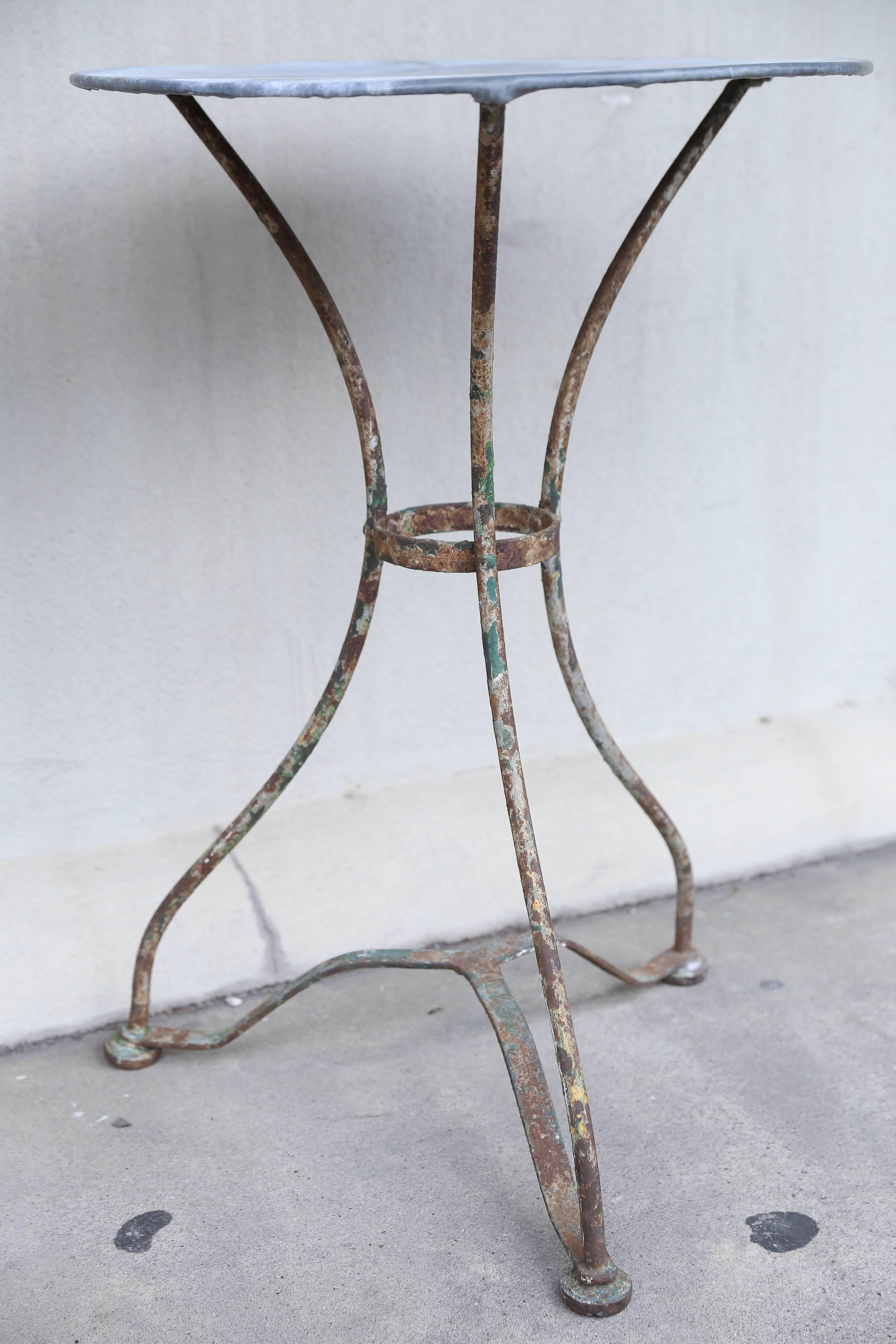 Early 20th Century 1920s French Iron and Zinc Bistro & Garden Side Table