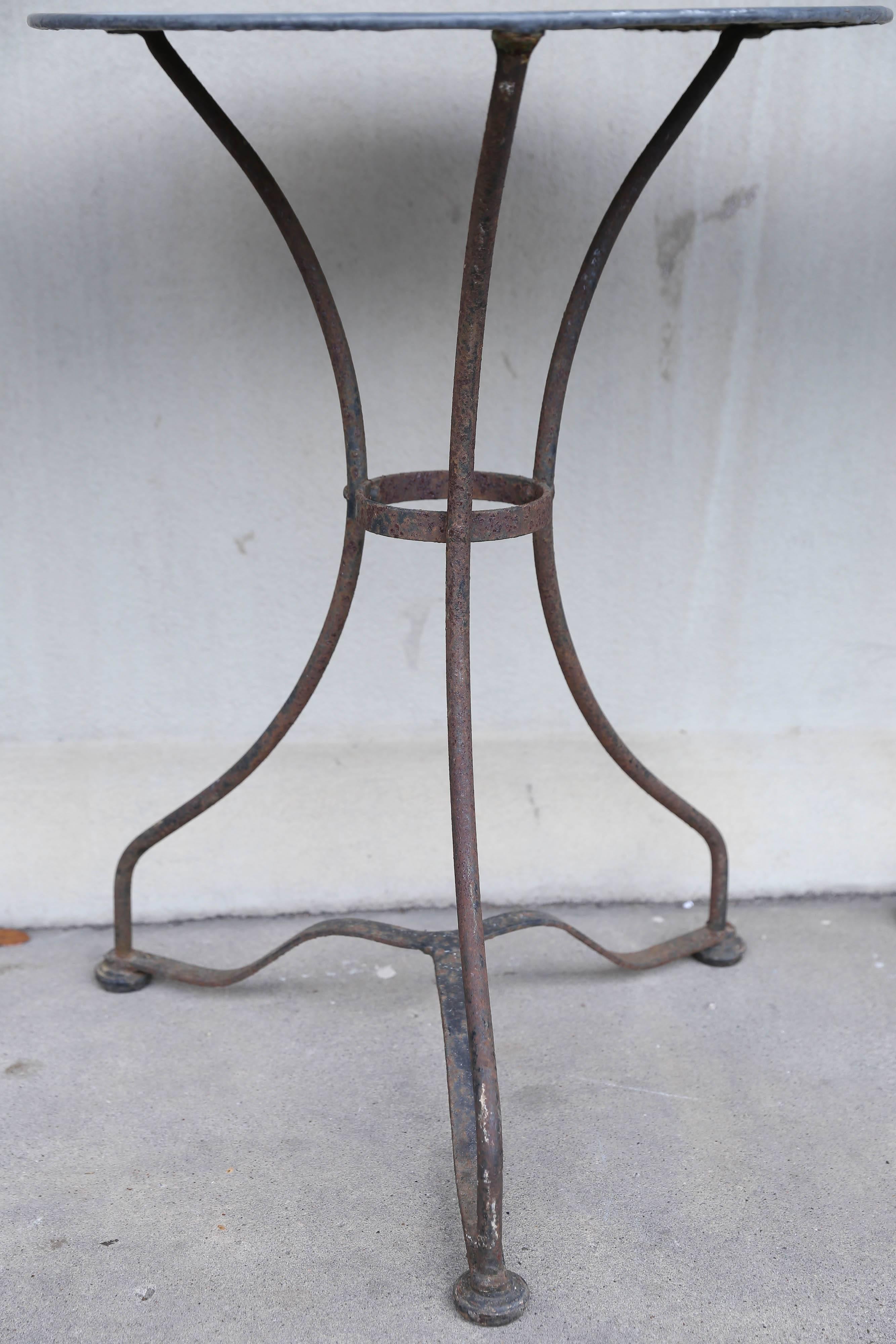 1920s French Iron and Zinc Bistro & Garden Side Table 1