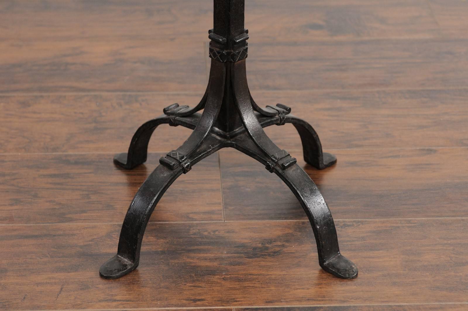 1920s French Iron Base Drink Table with New Mirrored Top and Arched Feet 4