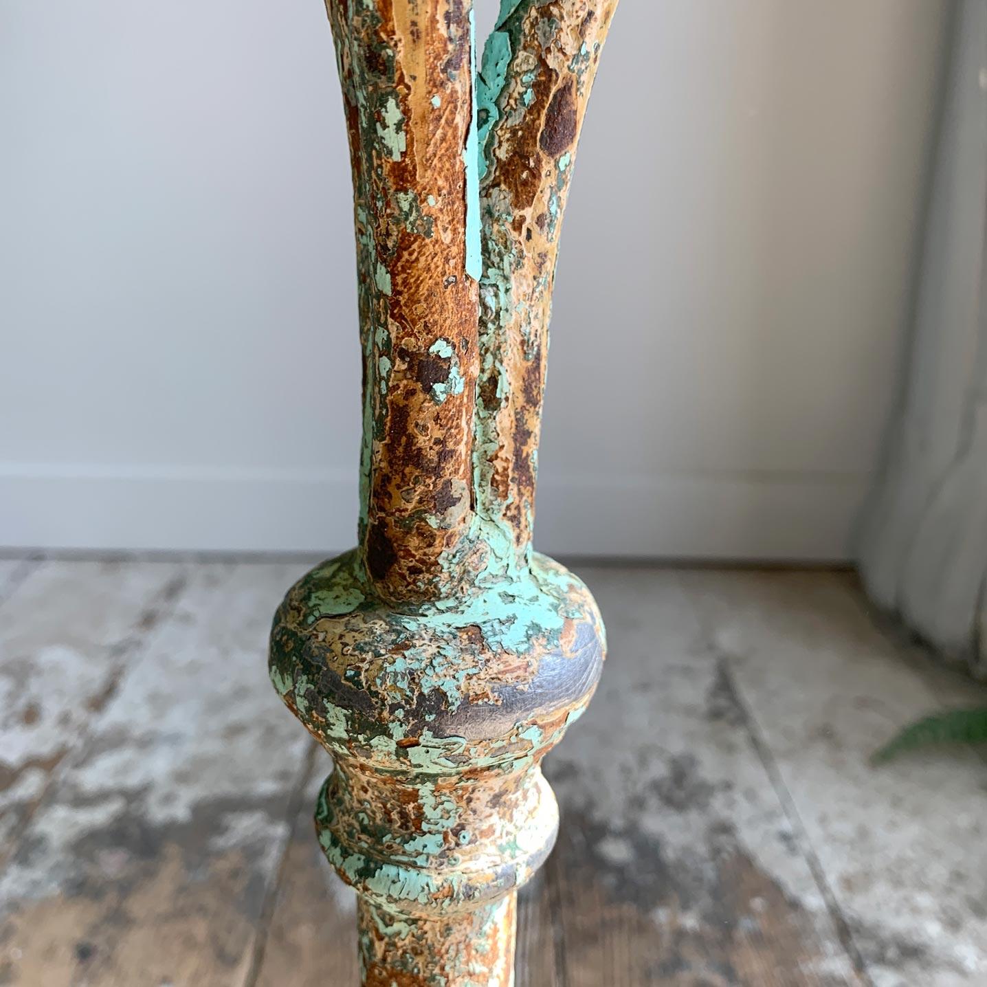 Hand-Painted 1920’s Green French Iron Bistro Table For Sale