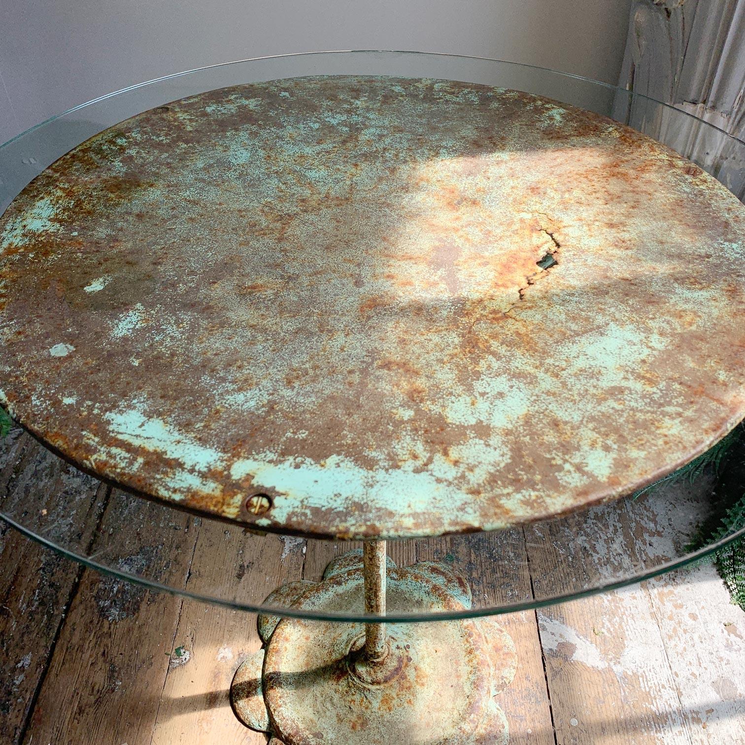1920’s Green French Iron Bistro Table For Sale 1