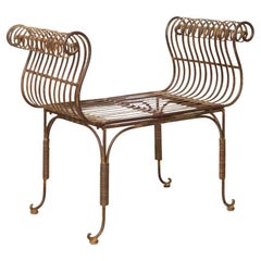 1920s French Iron Scroll Stool