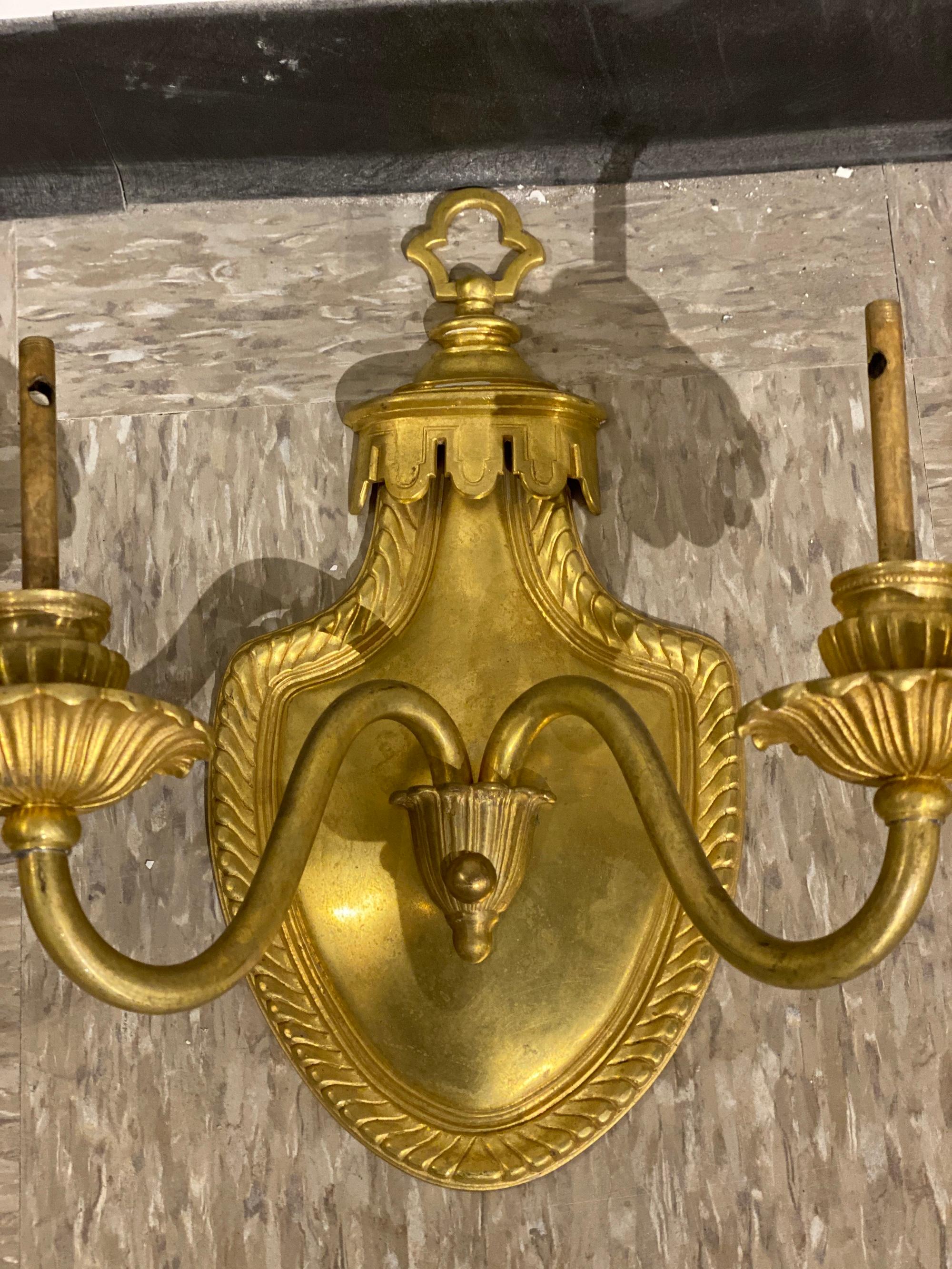Other 1920s French Large Gilt Bronze Sconces For Sale