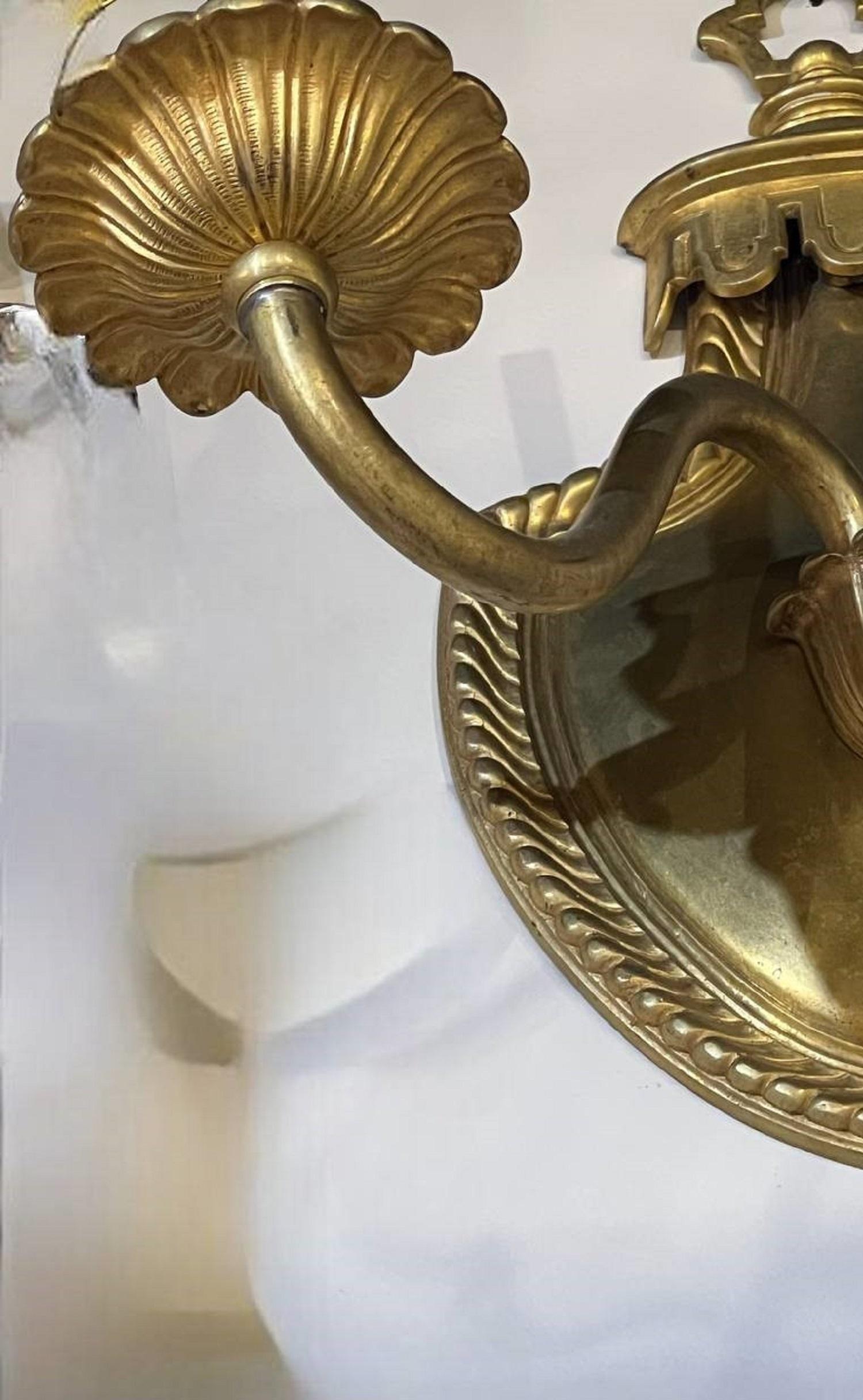 1920s French Large Gilt Bronze Sconces In Good Condition For Sale In New York, NY
