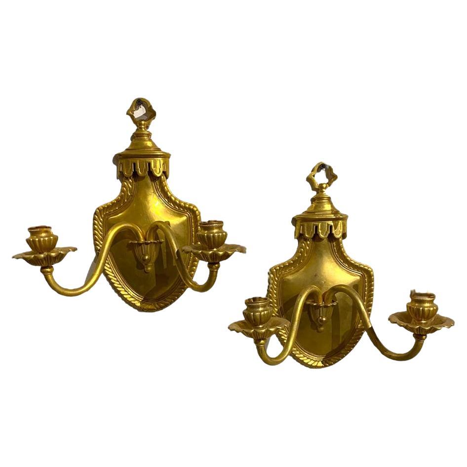 1920s French Large Gilt Bronze Sconces For Sale