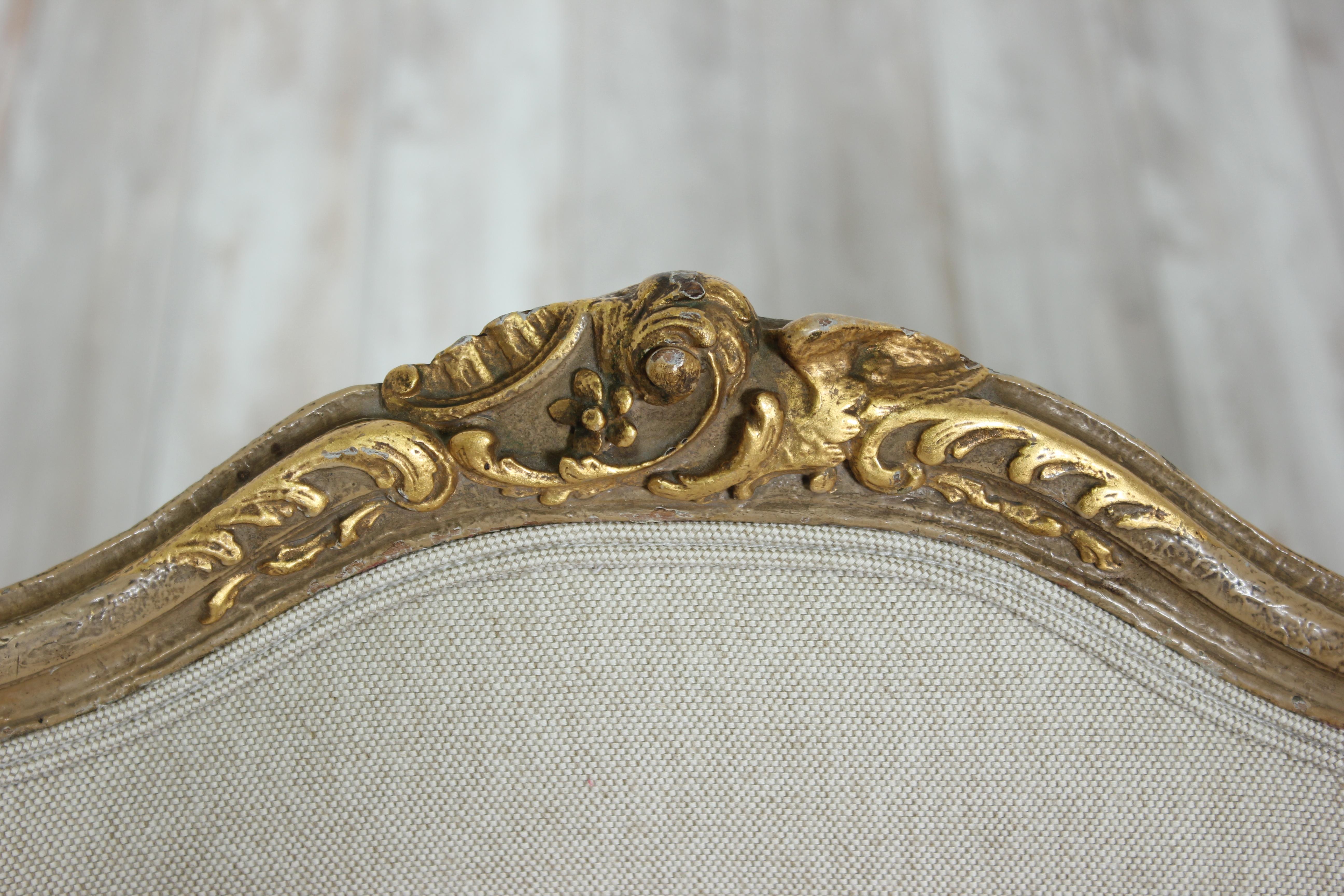 1920s French Louis XV Painted and Parcel-Gilt Armchairs, Pair 1