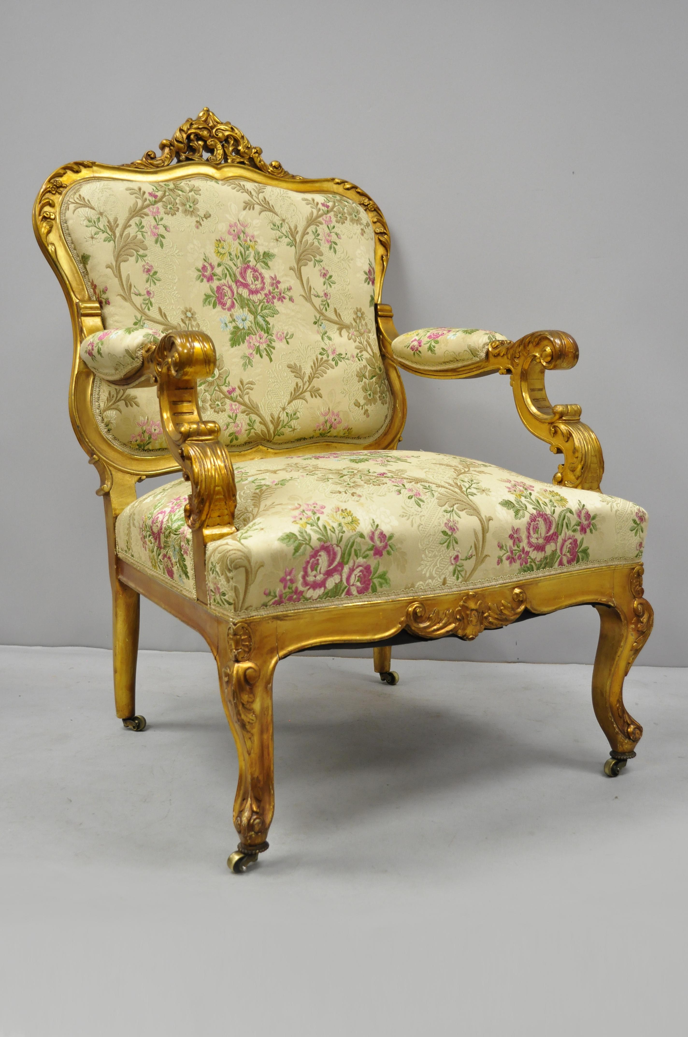 1920er Jahre Französischer Louis XV Rokoko-Sessel, vergoldeter Parlor-Sessel (Louis XV.)