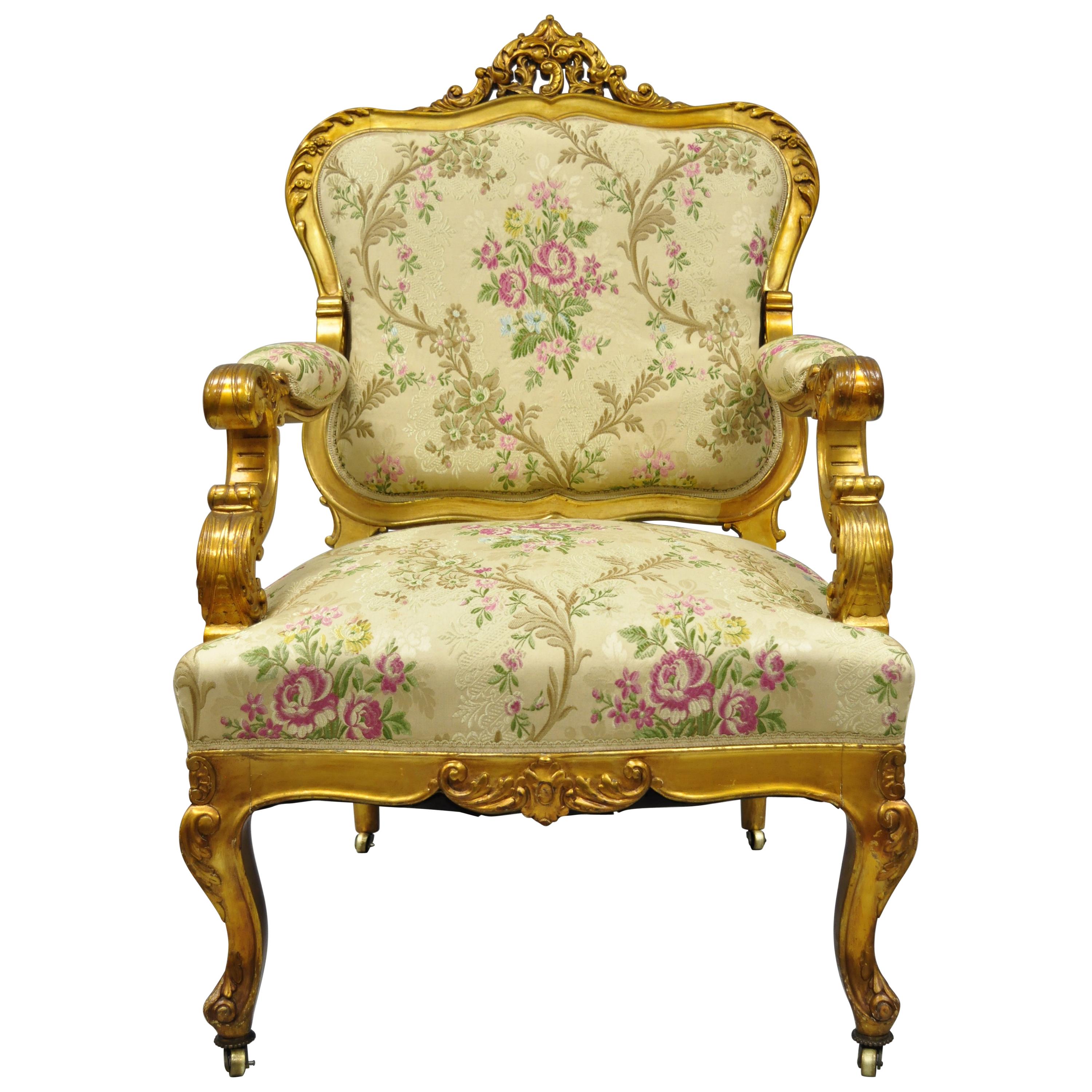1920er Jahre Französischer Louis XV Rokoko-Sessel, vergoldeter Parlor-Sessel