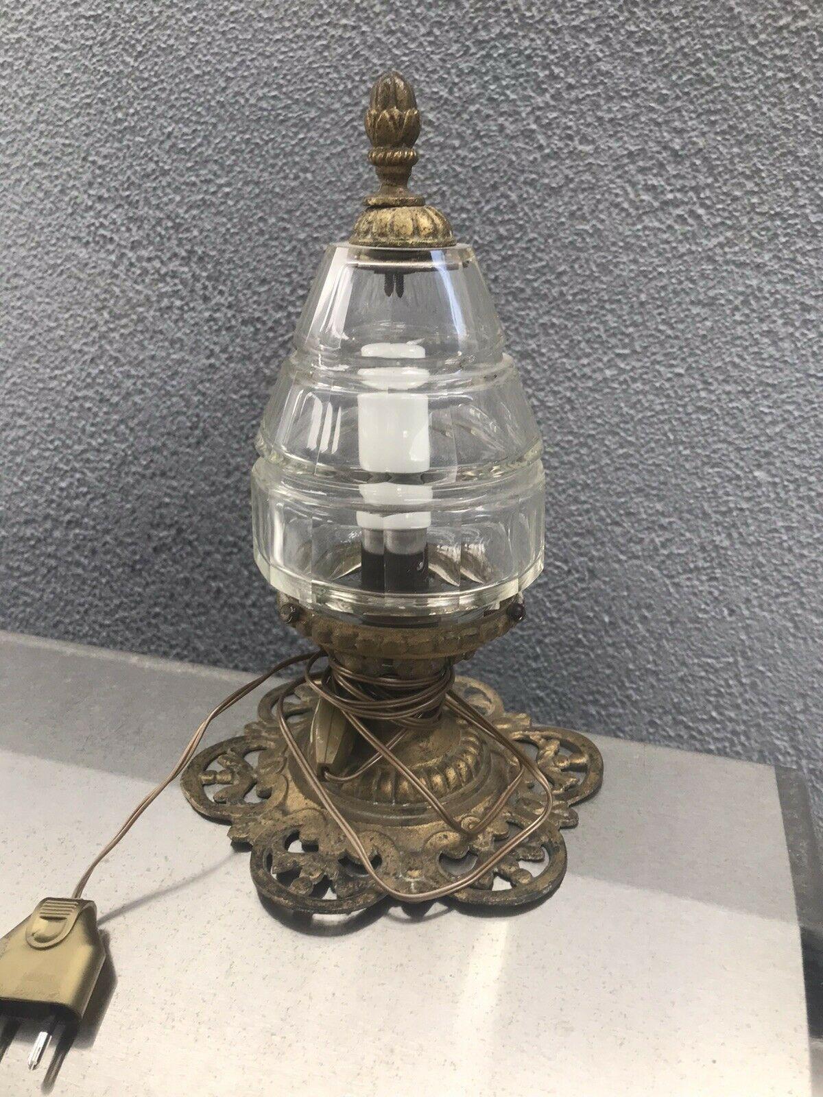 1920's French Louis XV style Bronze Mounted Crystal Shade Ceiling Lantern. Attrib Baccarat. 