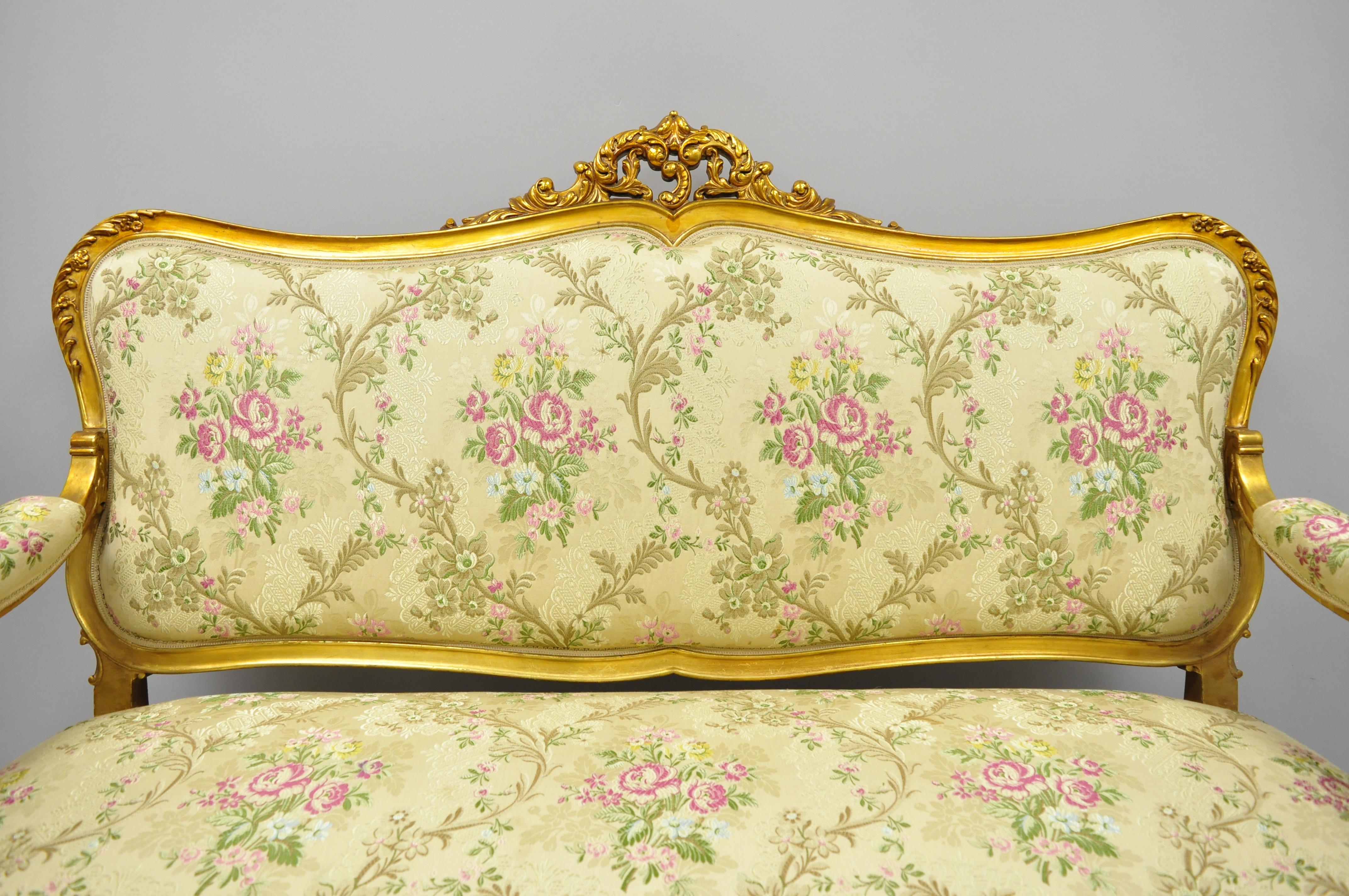 1920s, French, Louis XV Style Gold Gilt Settee Loveseat Sofa 2