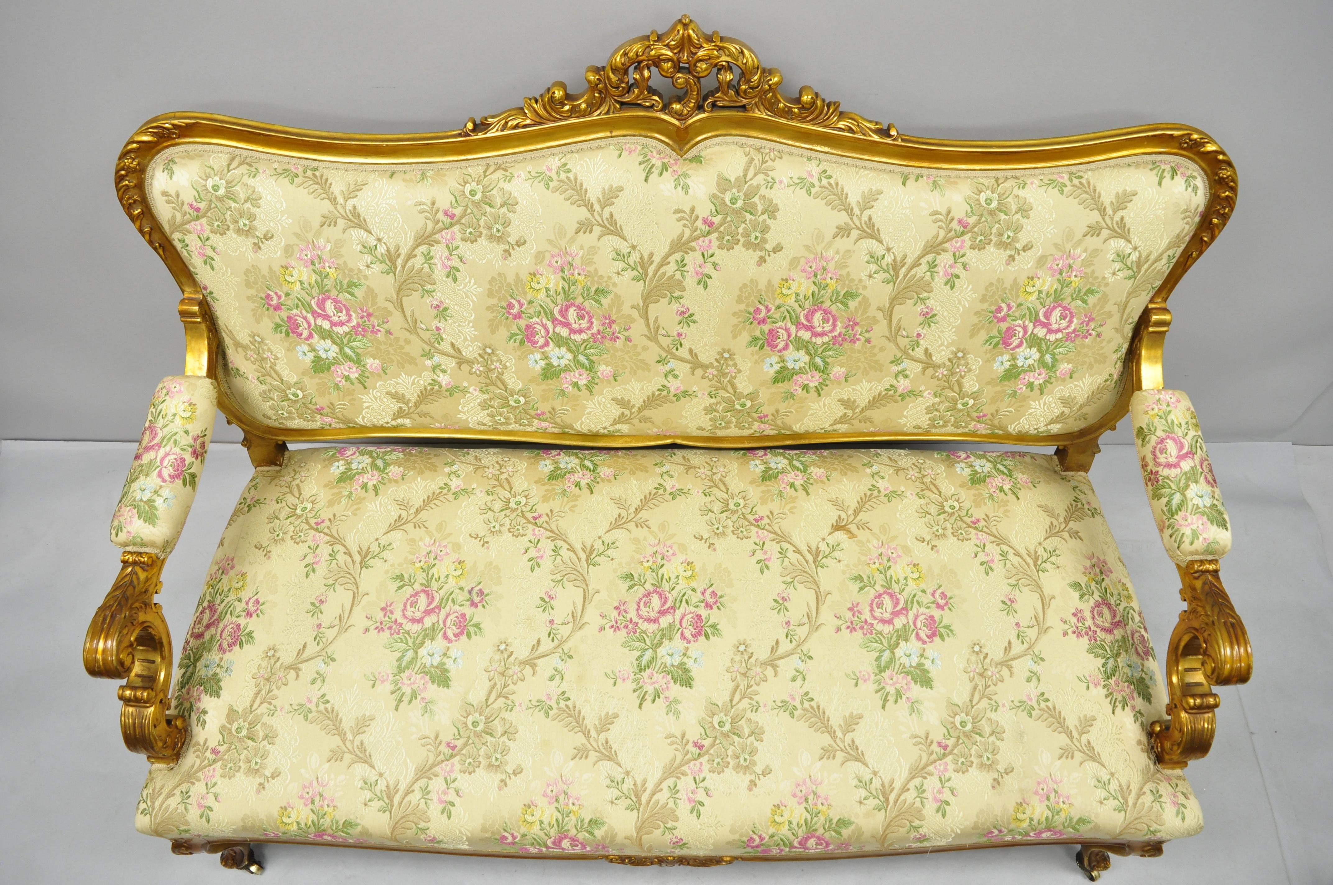 1920s, French, Louis XV Style Gold Gilt Settee Loveseat Sofa 3