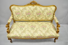 1920s, French, Louis XV Style Gold Gilt Settee Loveseat Sofa